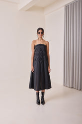 Noir Art-Cut Tube Dress