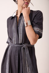 Black Thread-Work Midi Dress