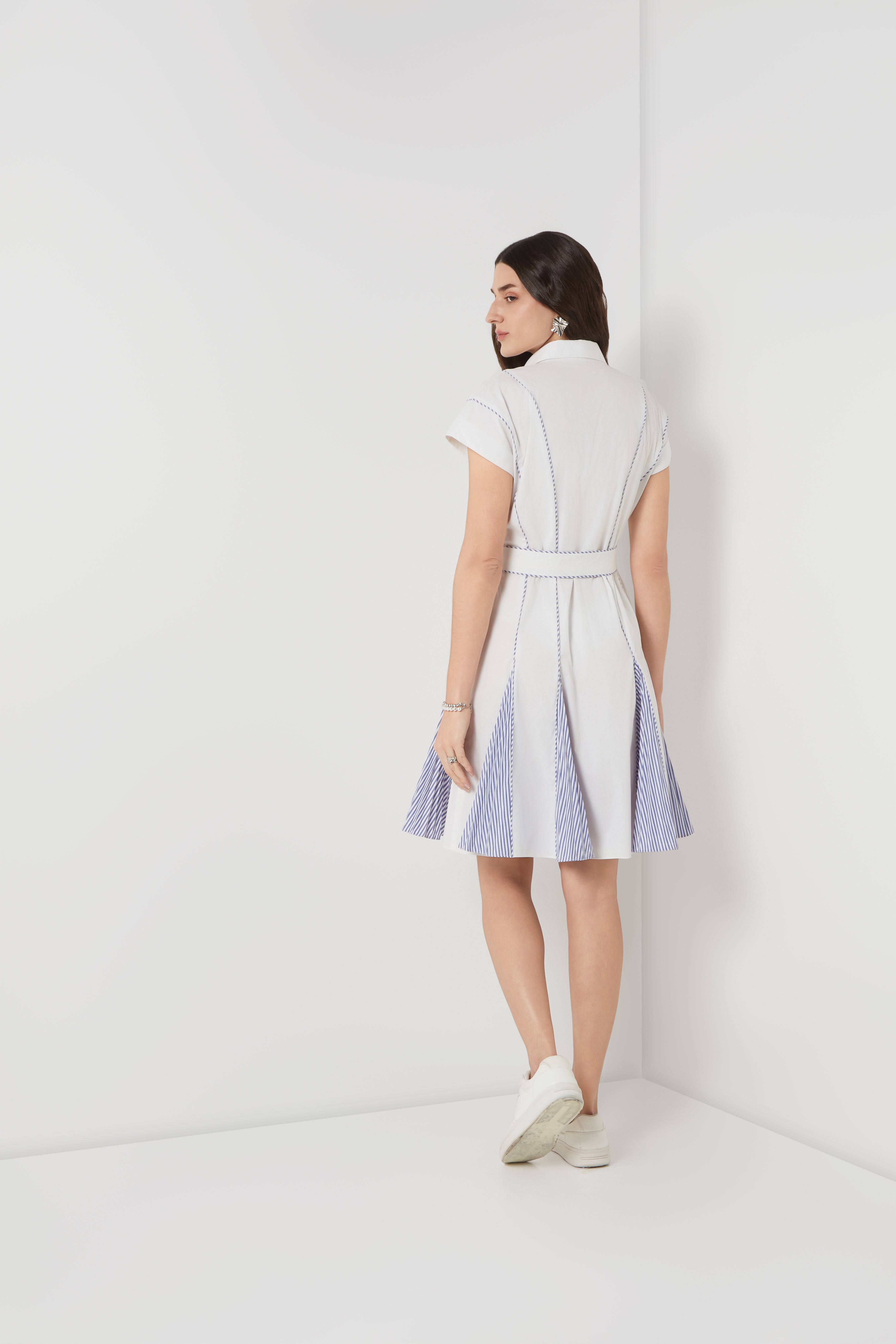 Pleated Bloom Shirt Dress