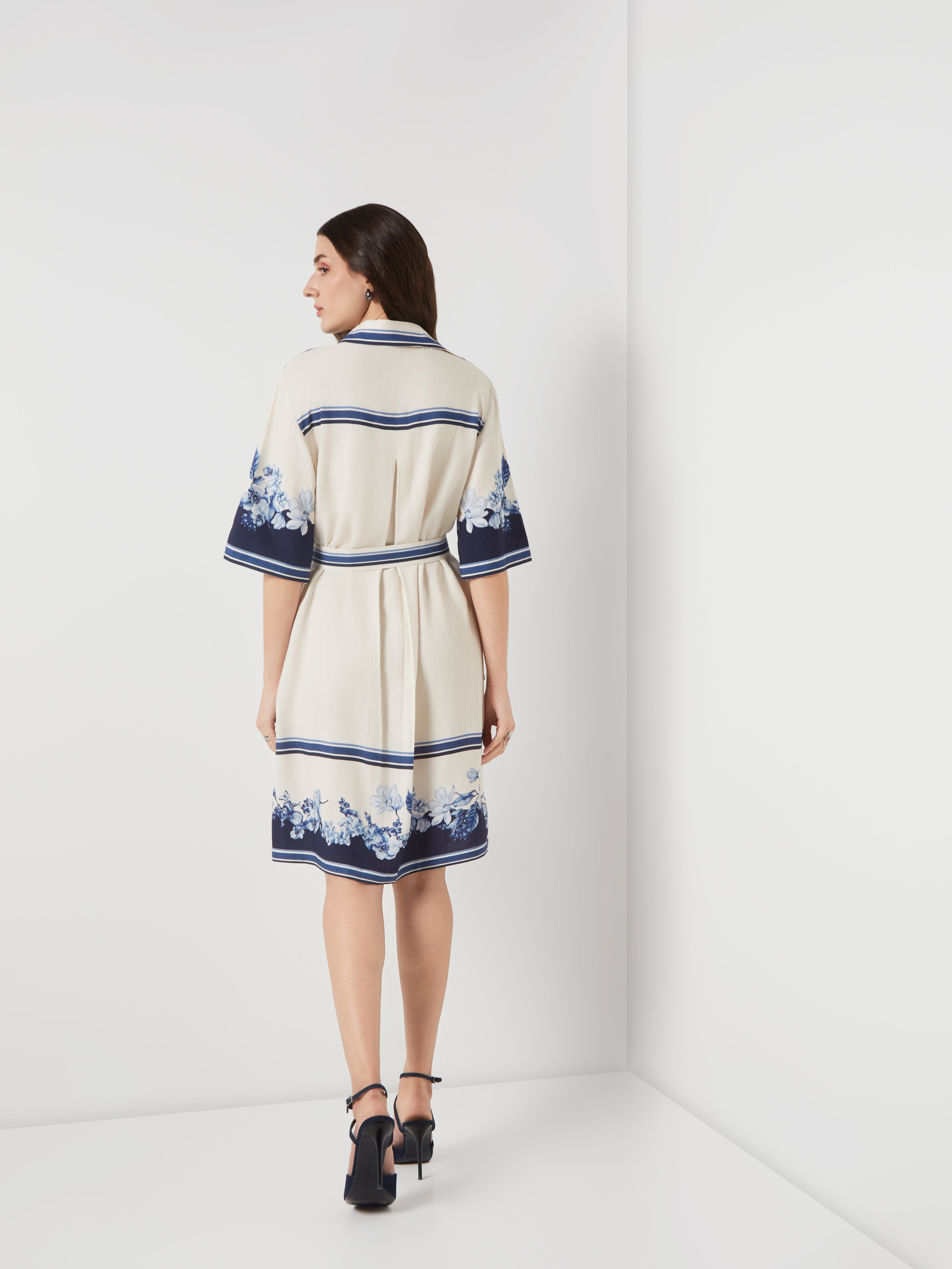 Bleu Creme blocked shirt dress