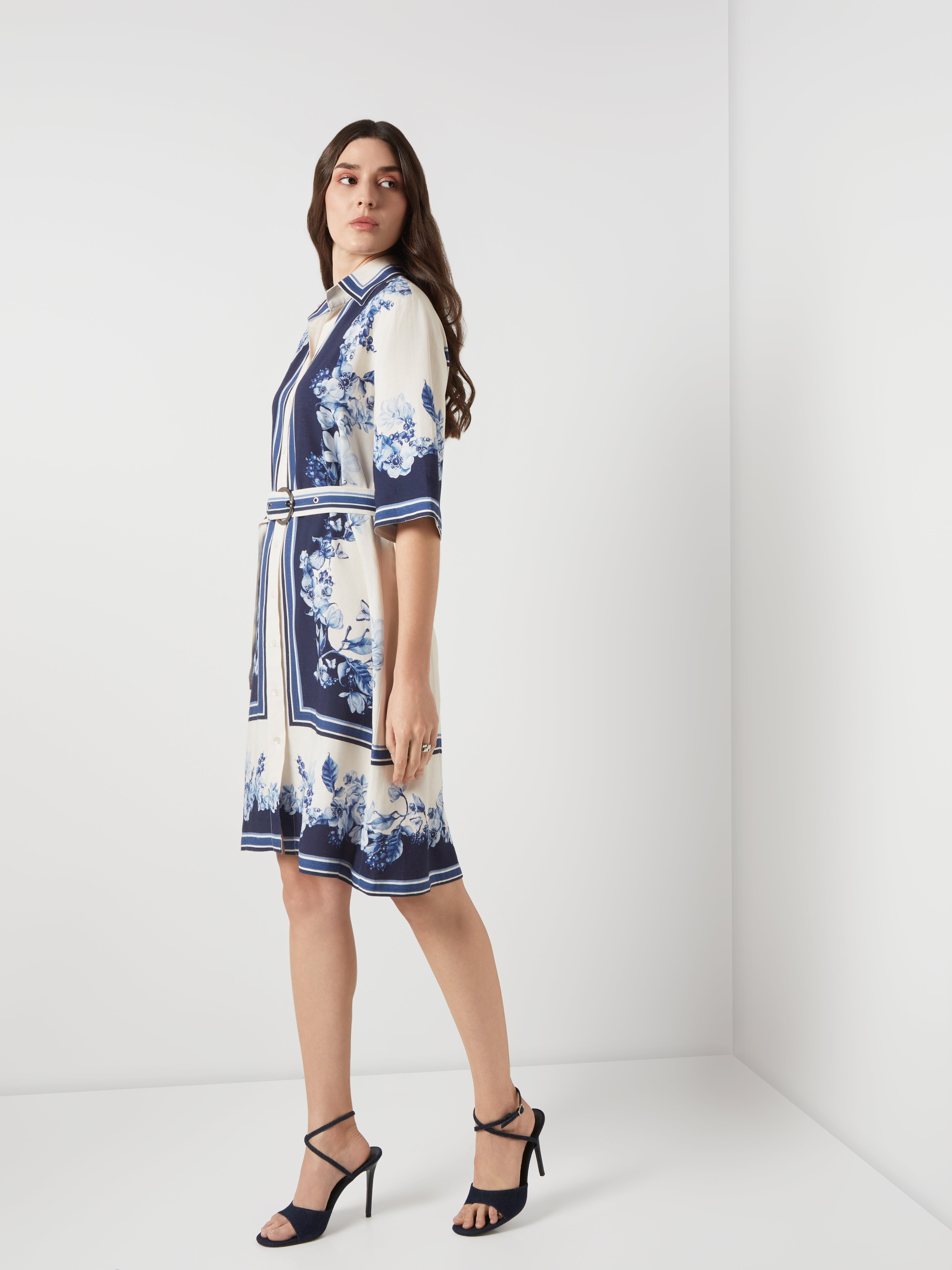 Bleu Creme blocked shirt dress
