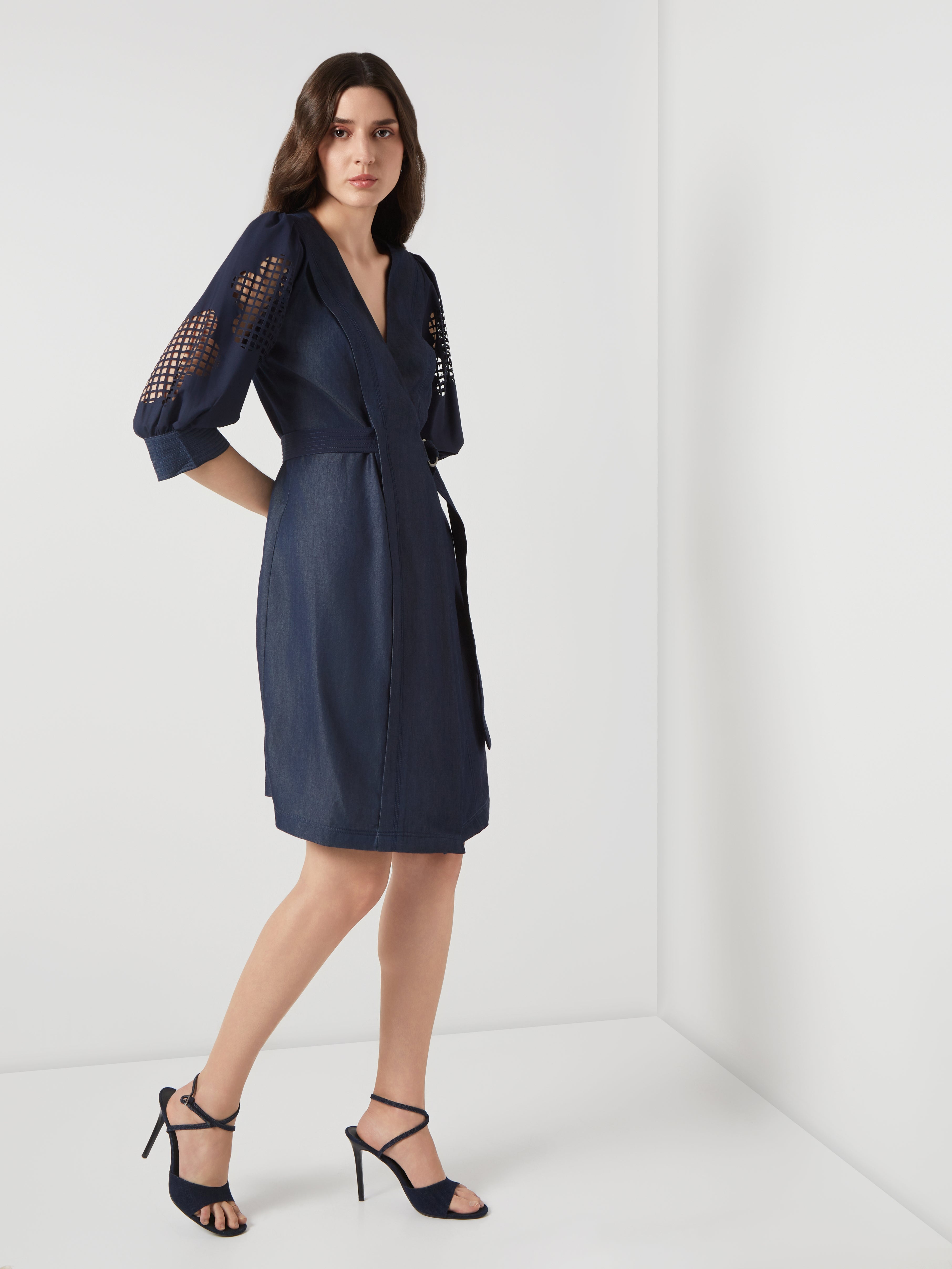 tencel denim wrap dress