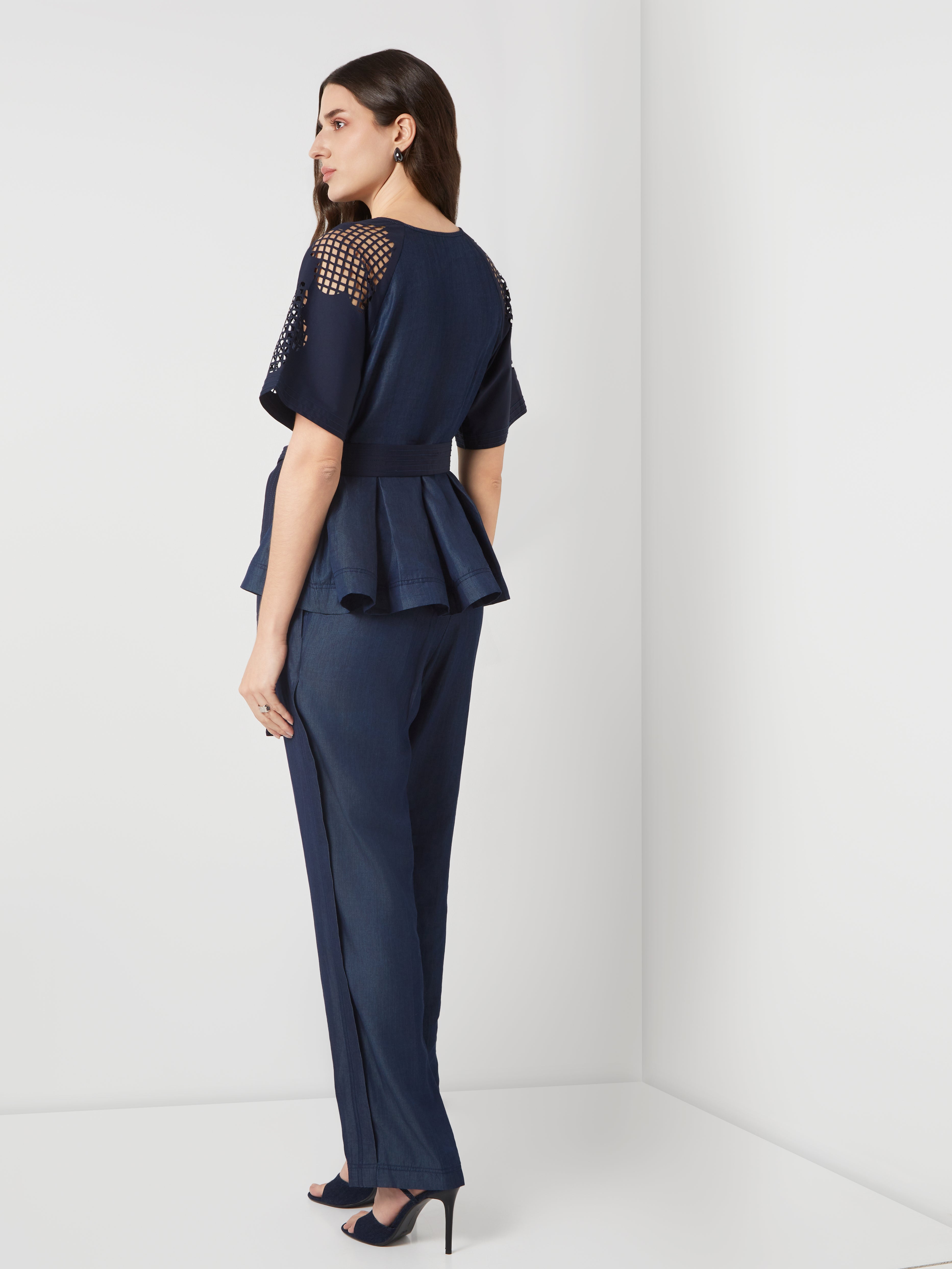 tencel denim peplum top