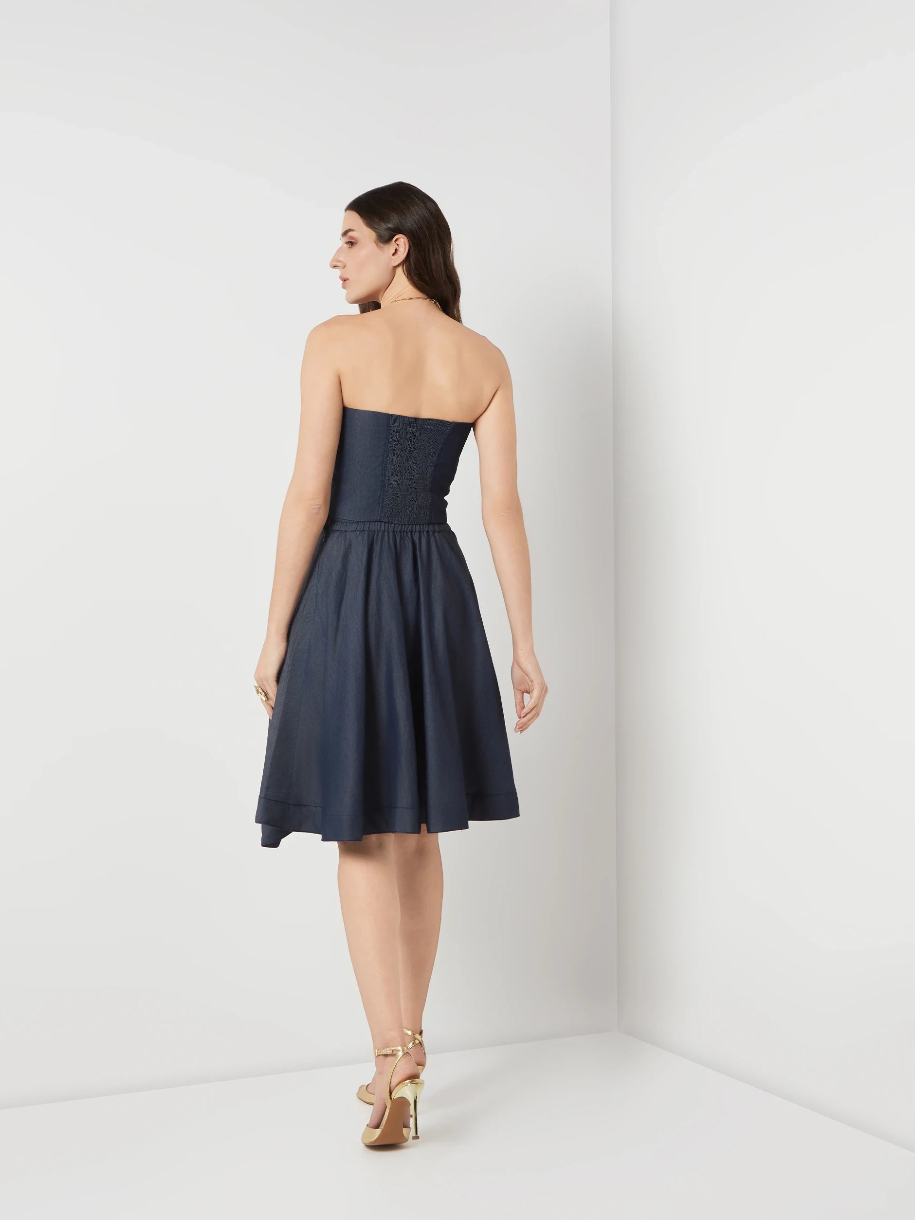 tencel denim panelled bustier