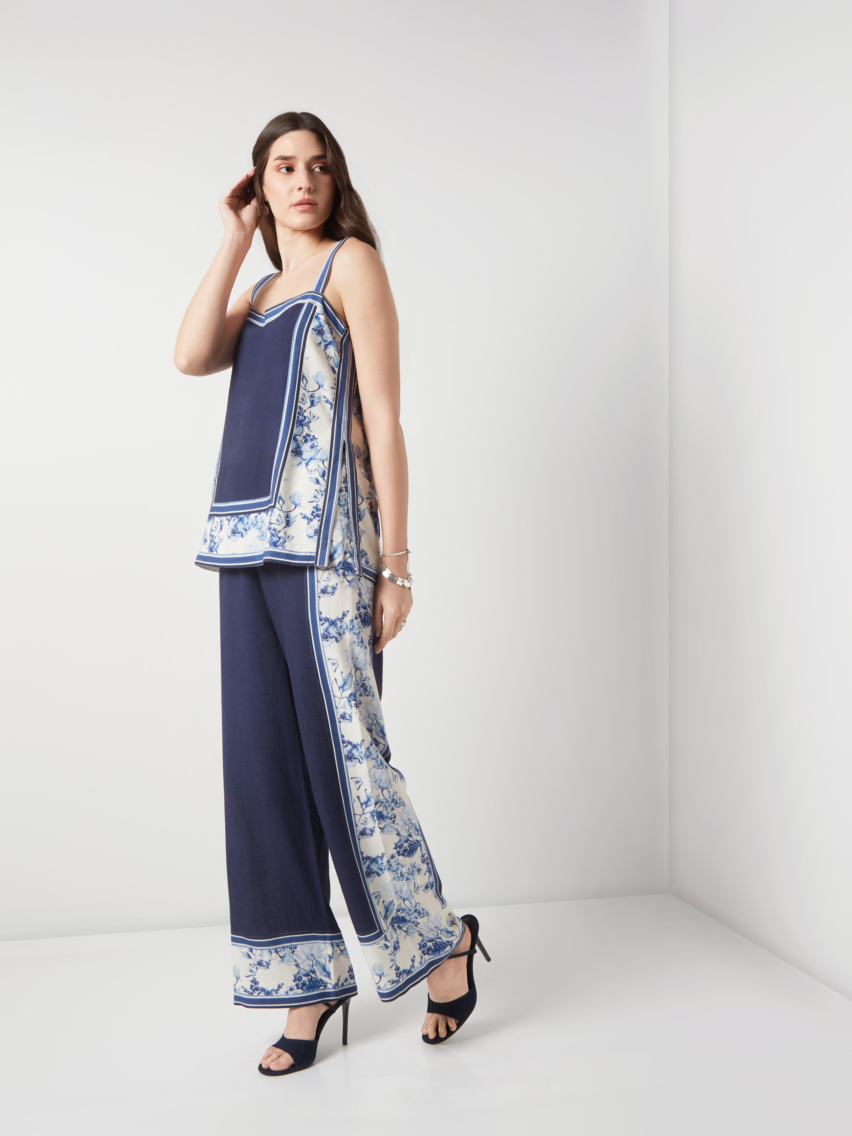 Bleu Creme blocked Co-ord set