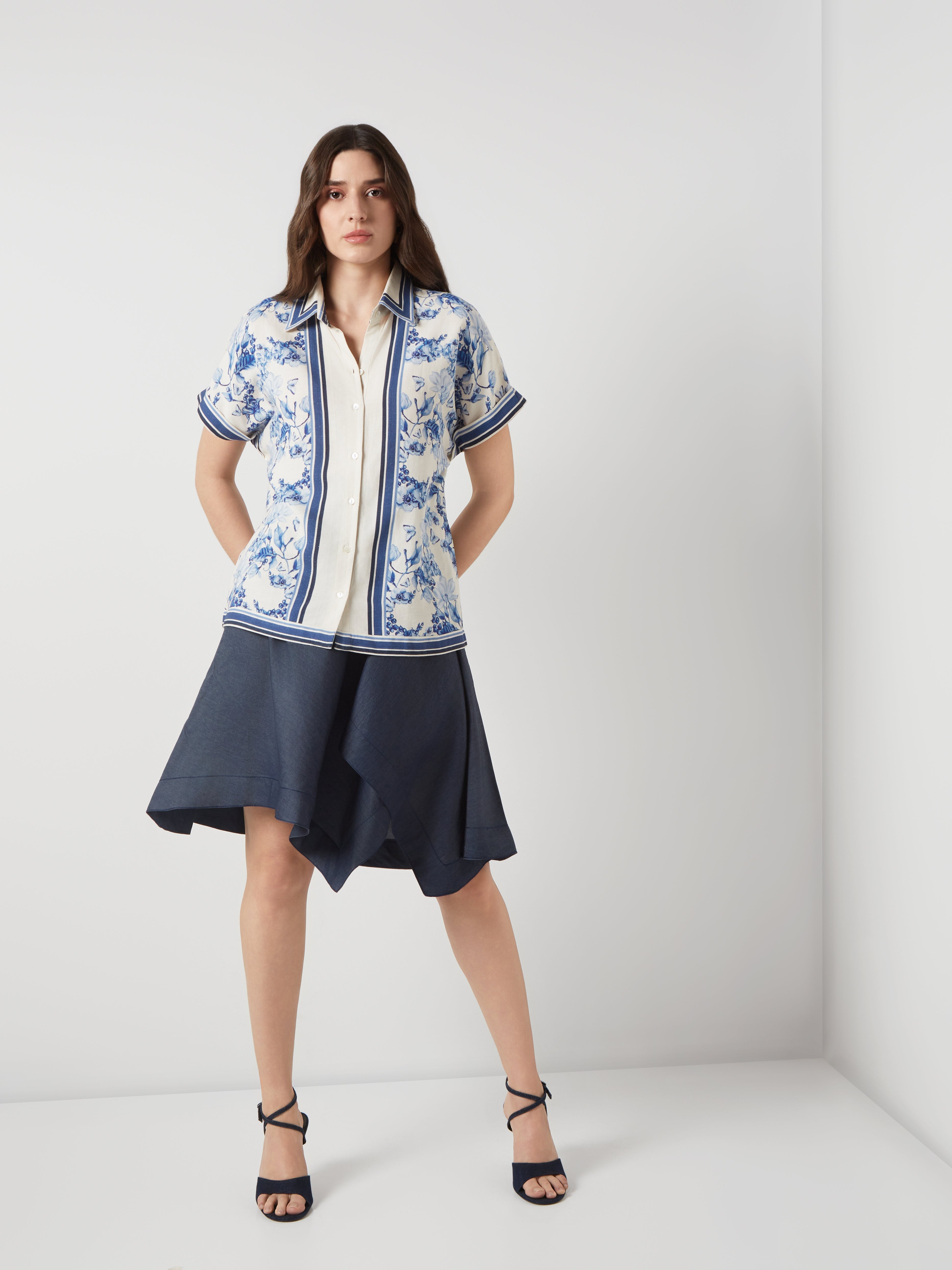 Bleu cream drop shoulder shirt