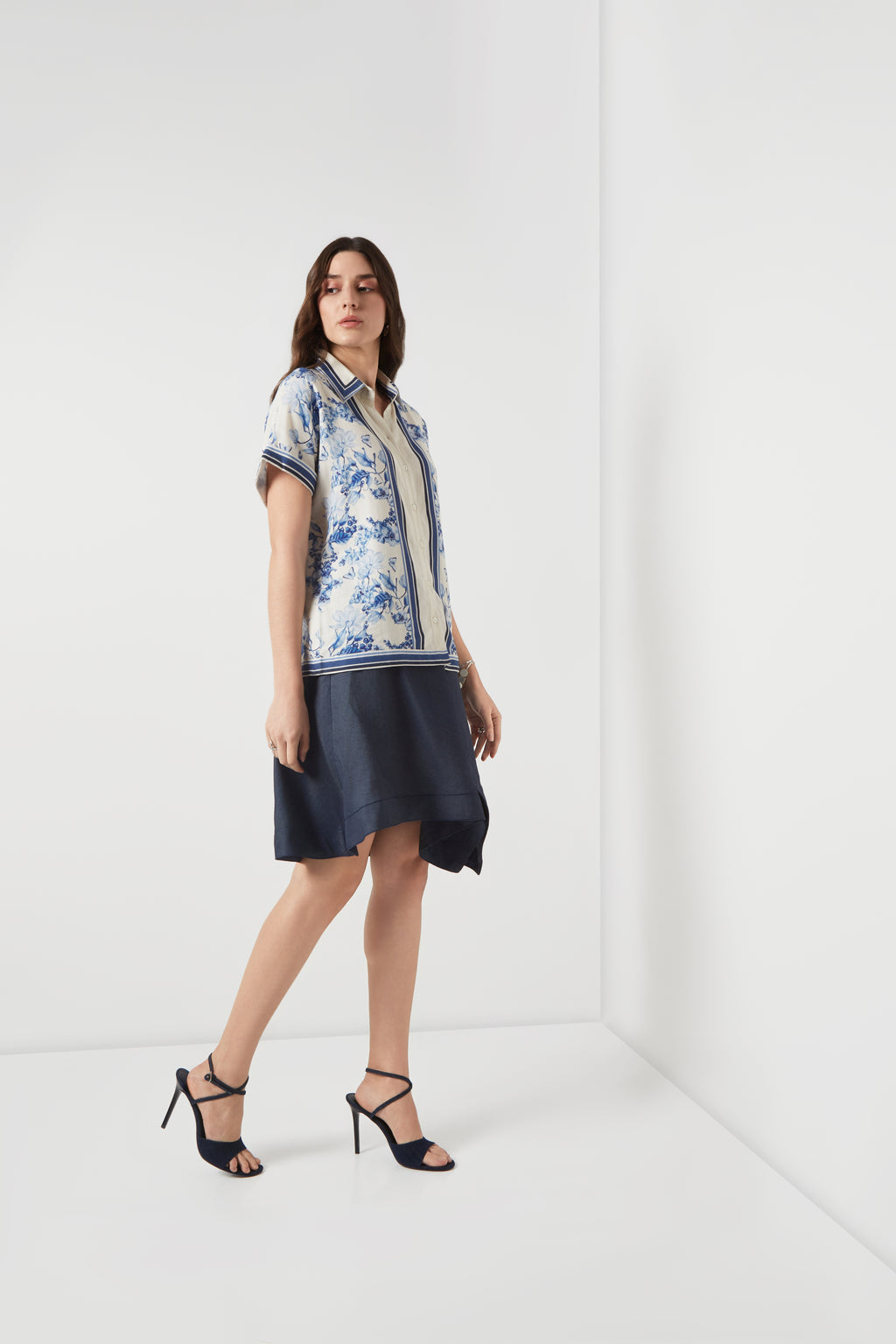 Bleu cream drop shoulder shirt