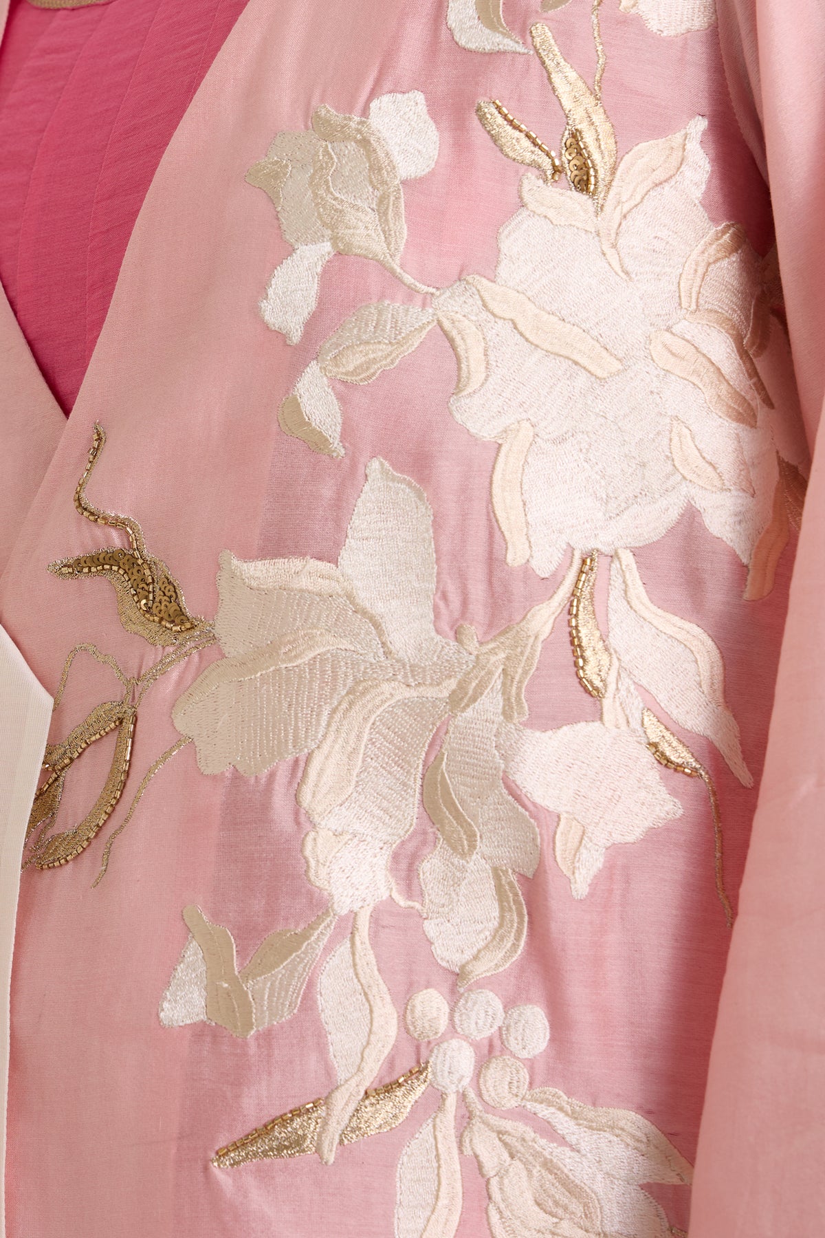 Jay Pink Hira-Jun: Panelled Midi Dress with Overlap Jacket — MADDER MUCH