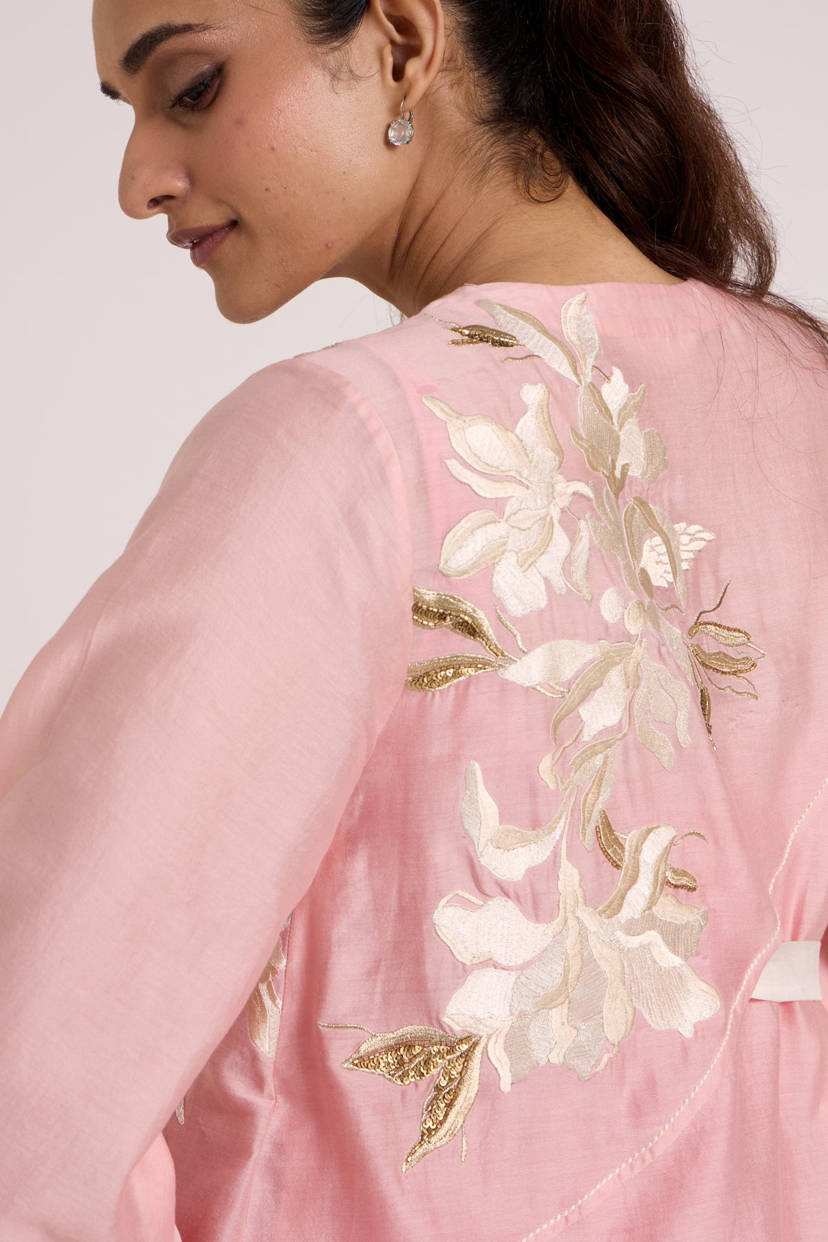 Jay Pink Hira-Jun: Panelled Midi Dress with Overlap Jacket — MADDER MUCH