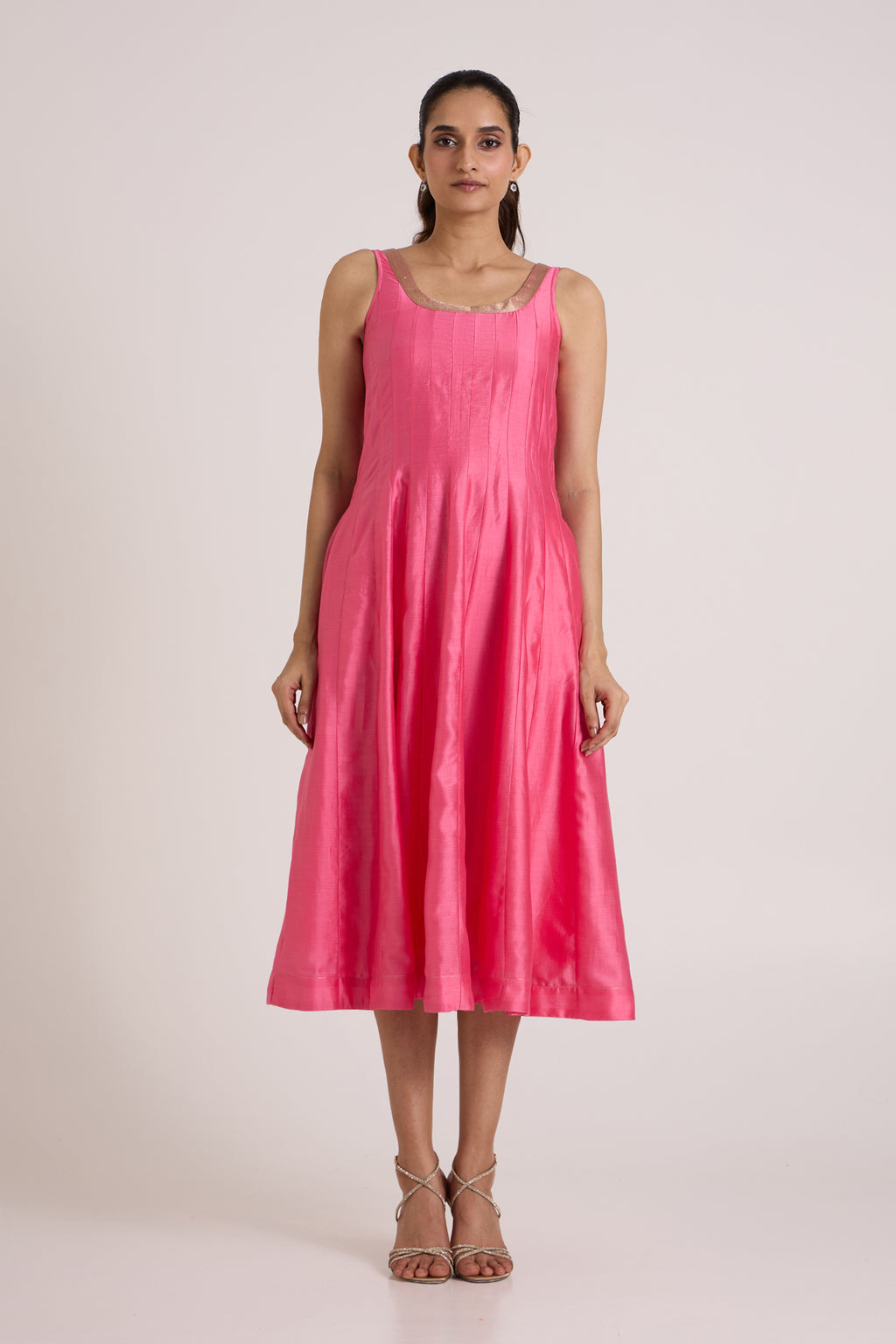 Jay Pink Hira-Jun: Panelled Midi Dress with Overlap Jacket — MADDER MUCH