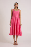 Jay Pink Hira-Jun: Panelled Midi Dress with Overlap Jacket — MADDER MUCH