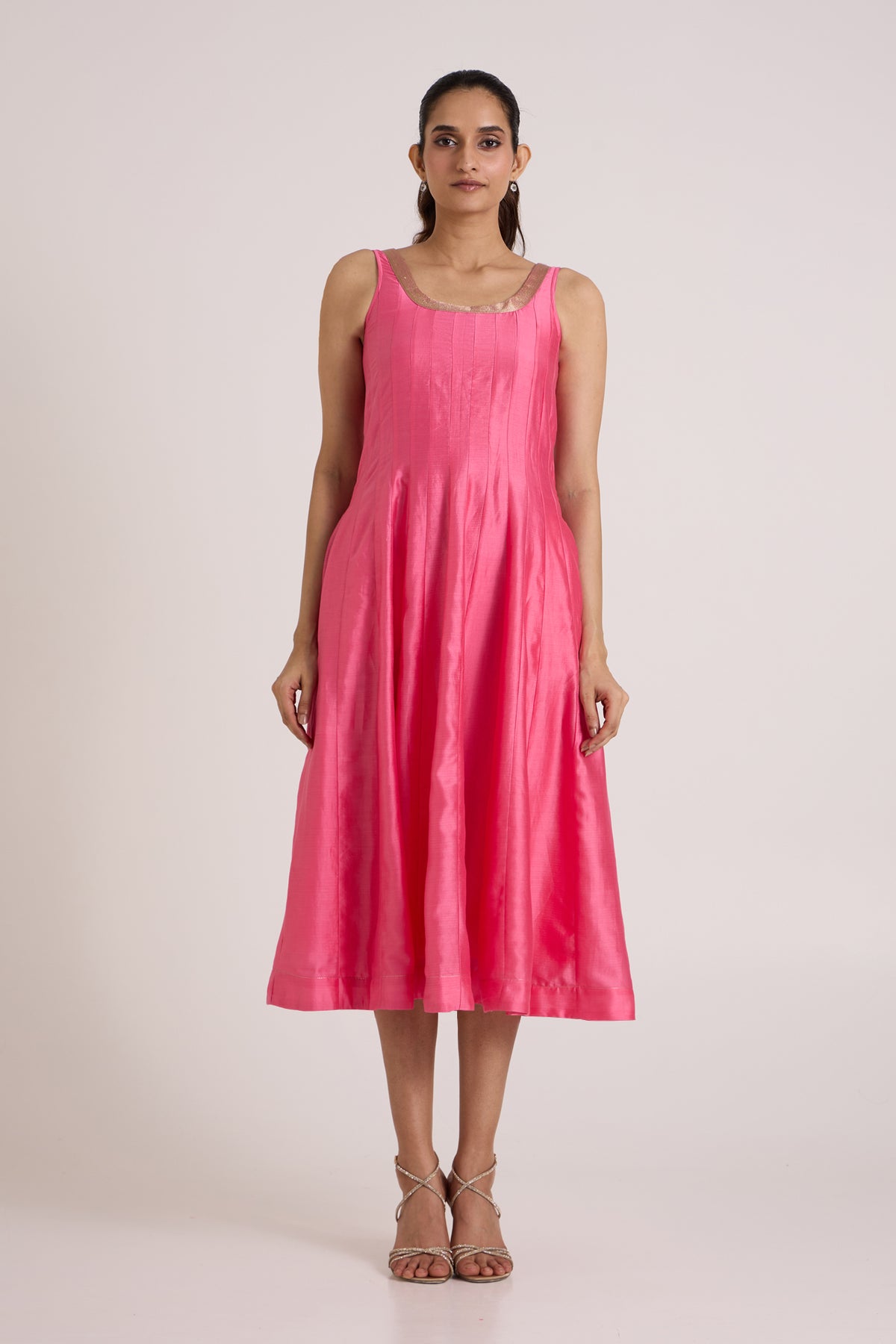 Jay Pink Hira-Jun: Panelled Midi Dress with Overlap Jacket — MADDER MUCH