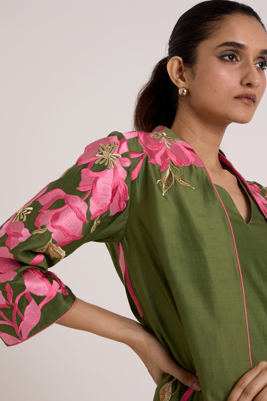 Olive Rafiya Jacket + Slip Set — MADDER MUCH