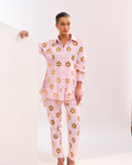 Sol Flower Cut Pant Set - Pink