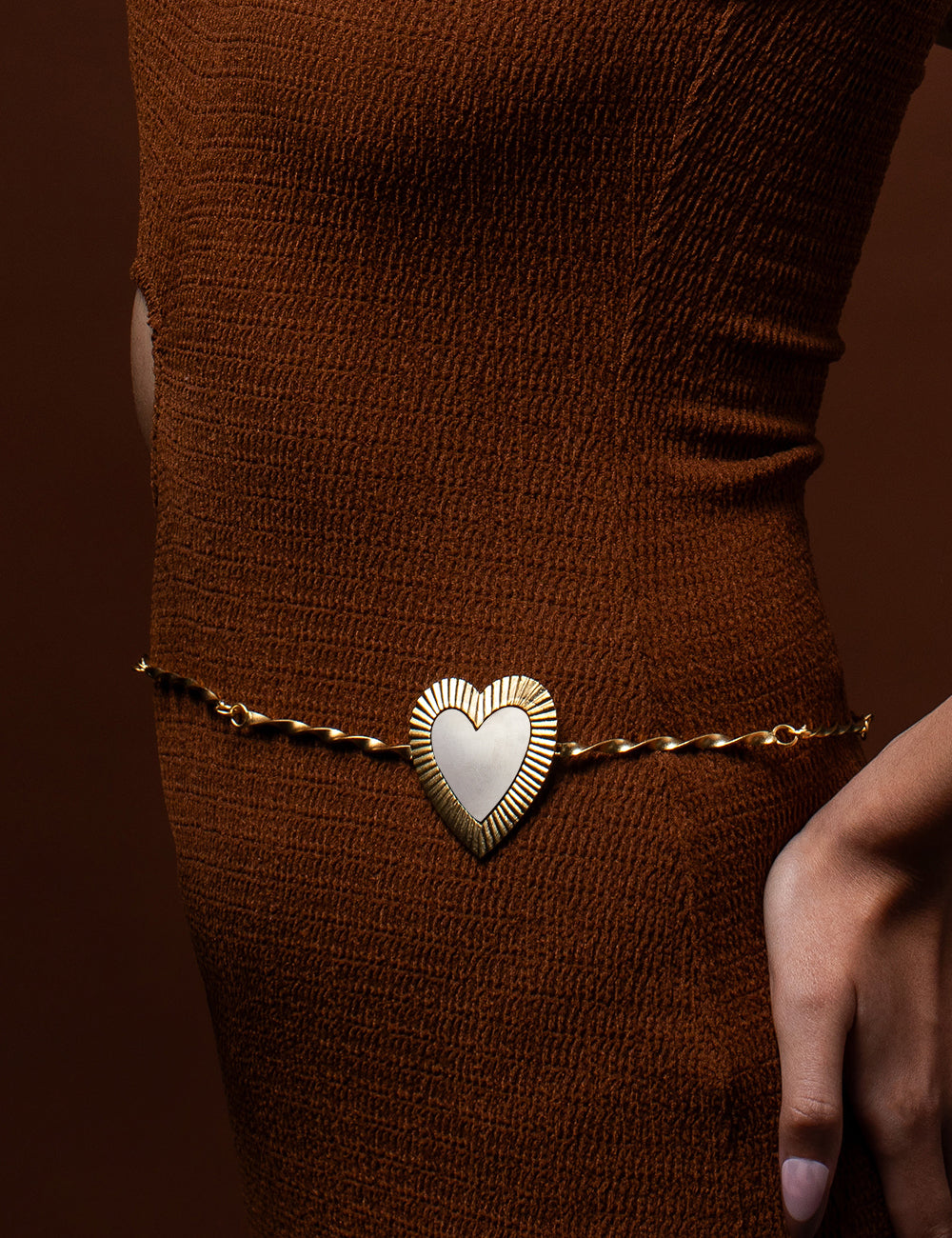 Gilded Dual Tone Heart Waist Belt - Gold and Silver
