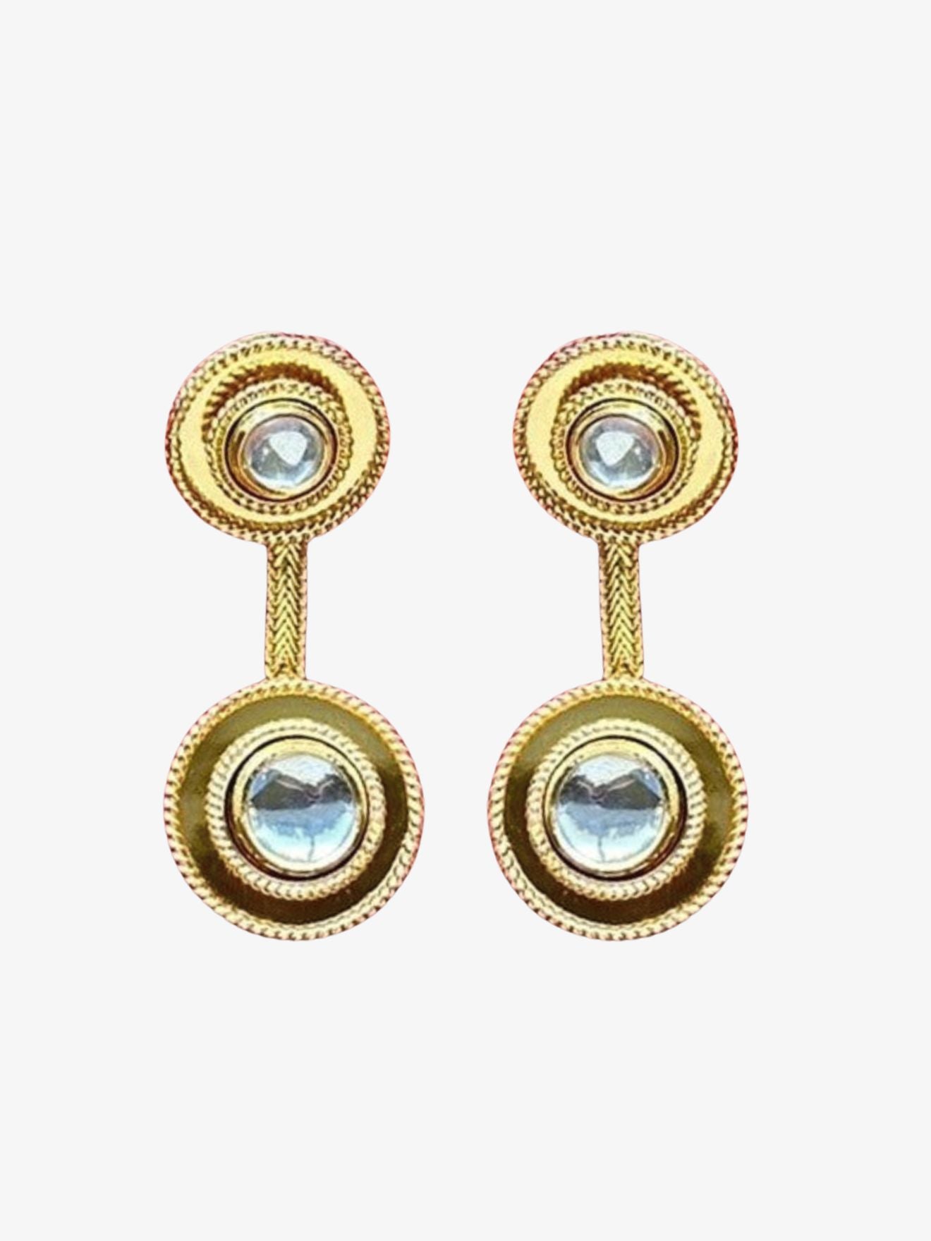 Polki 2 Dot Stud Gold