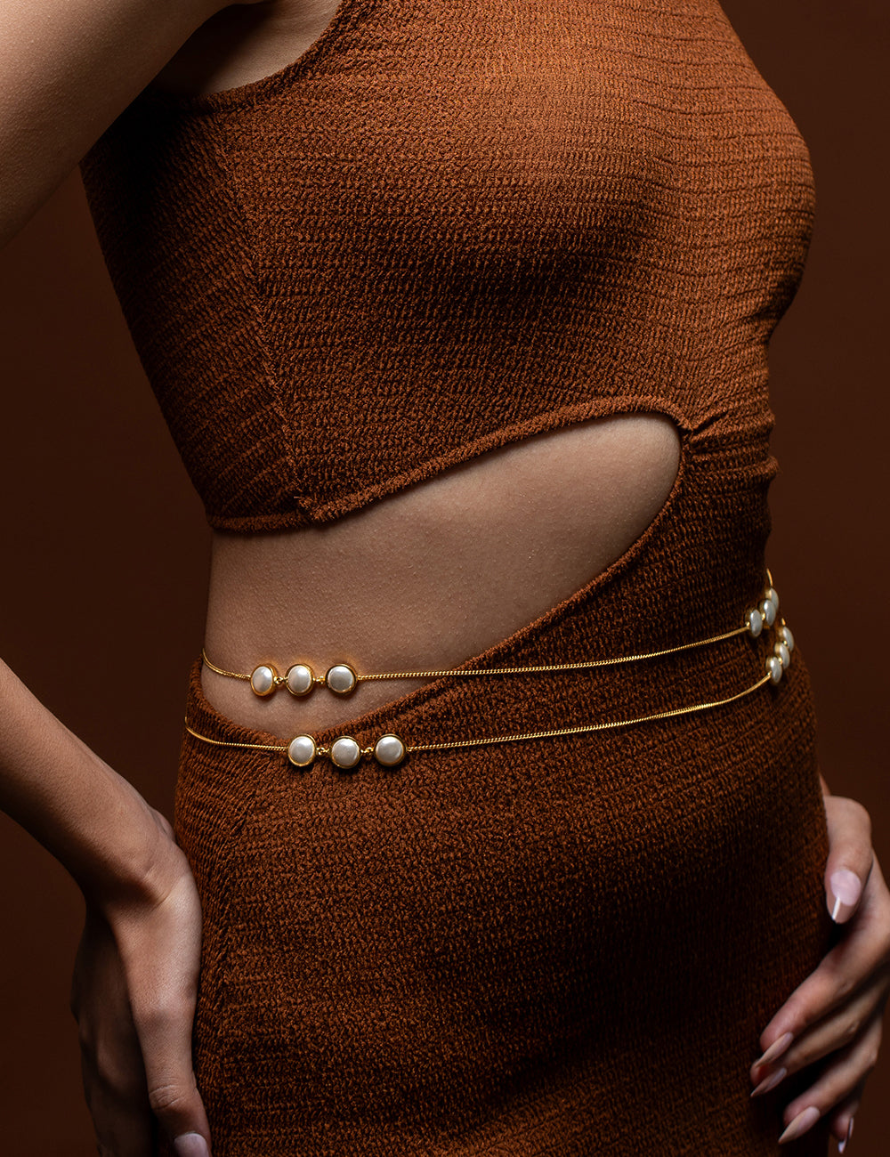 Baroque Pearl Waist Belt - Gold