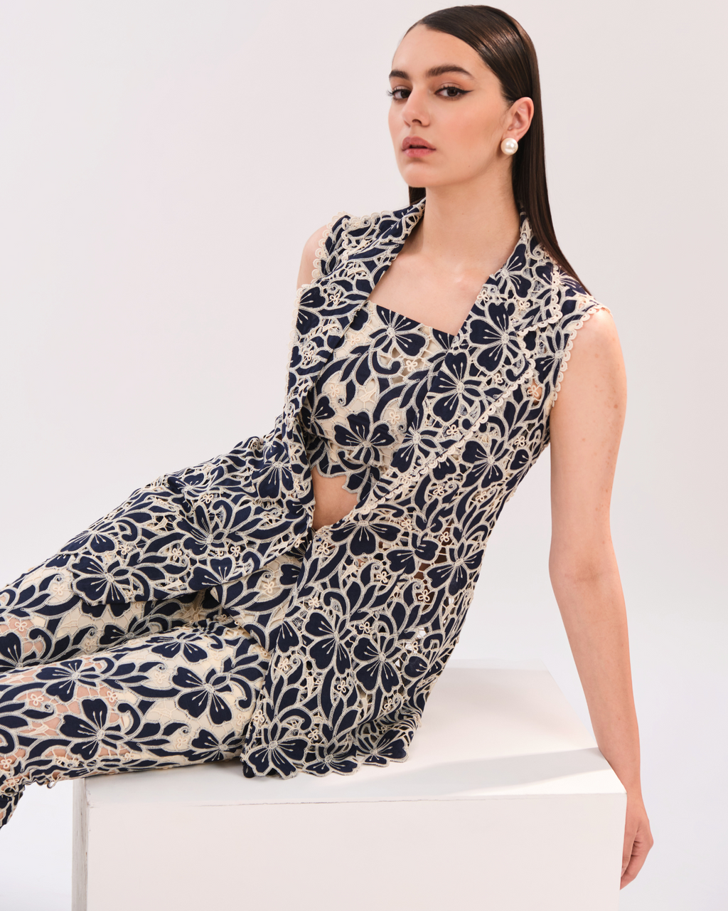 Sue Floral Top Blue