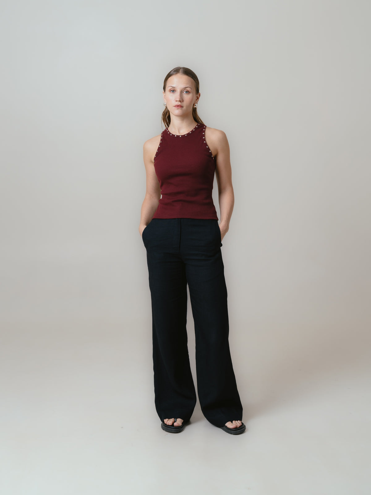 Paige Tank Top-Maroon 1