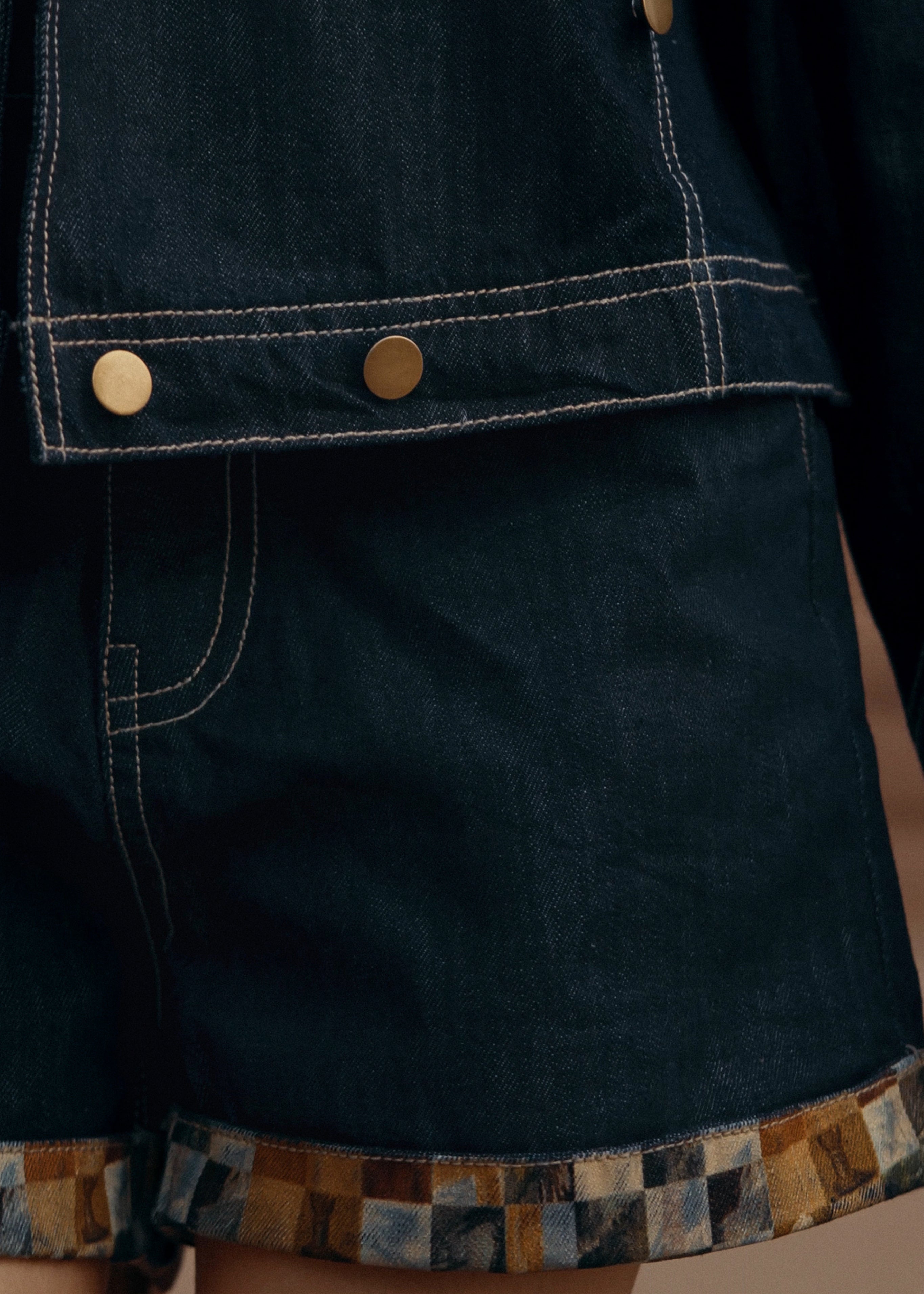 Modern chaupar high waisted denim shorts