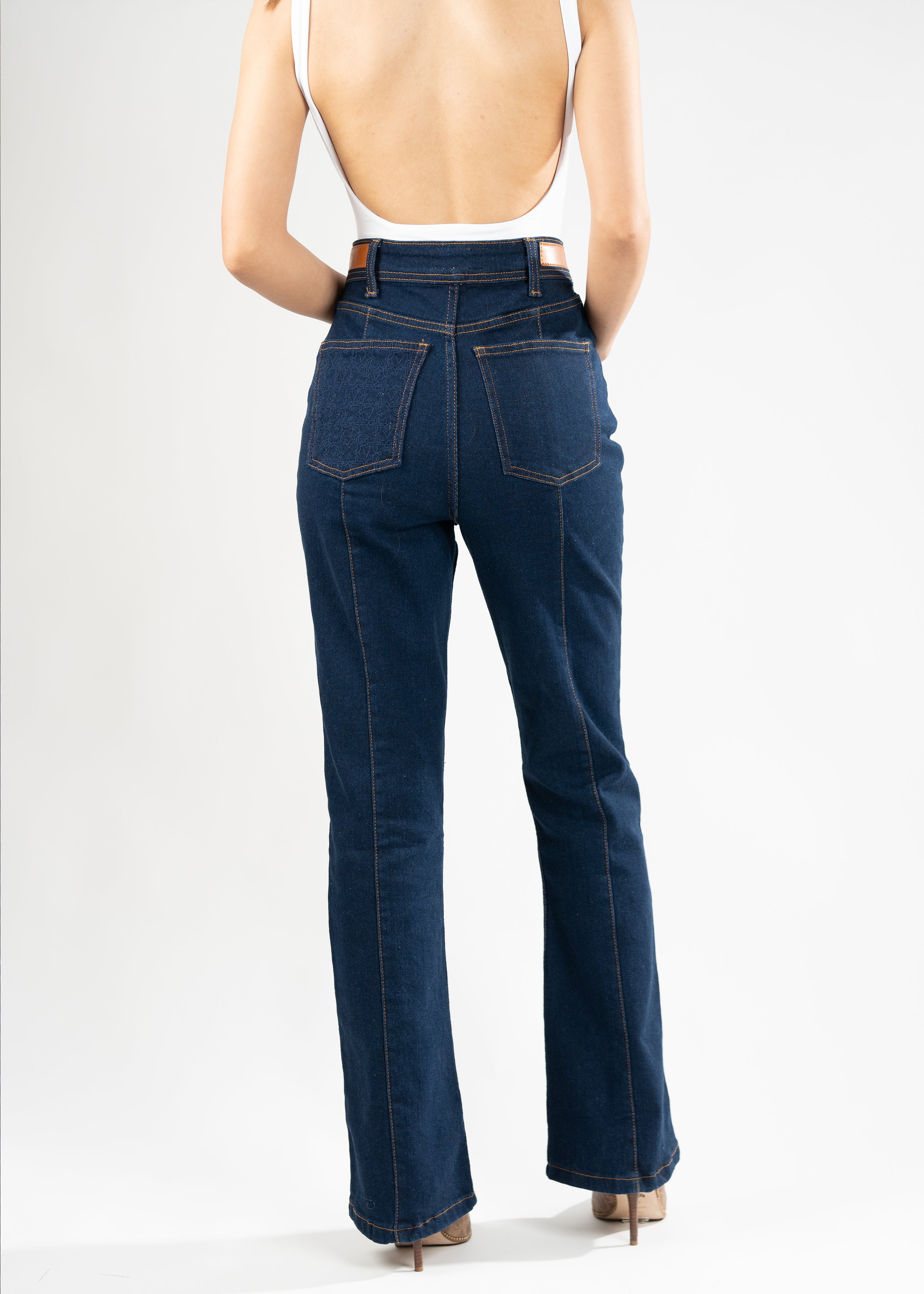 Pattern embroidered denim