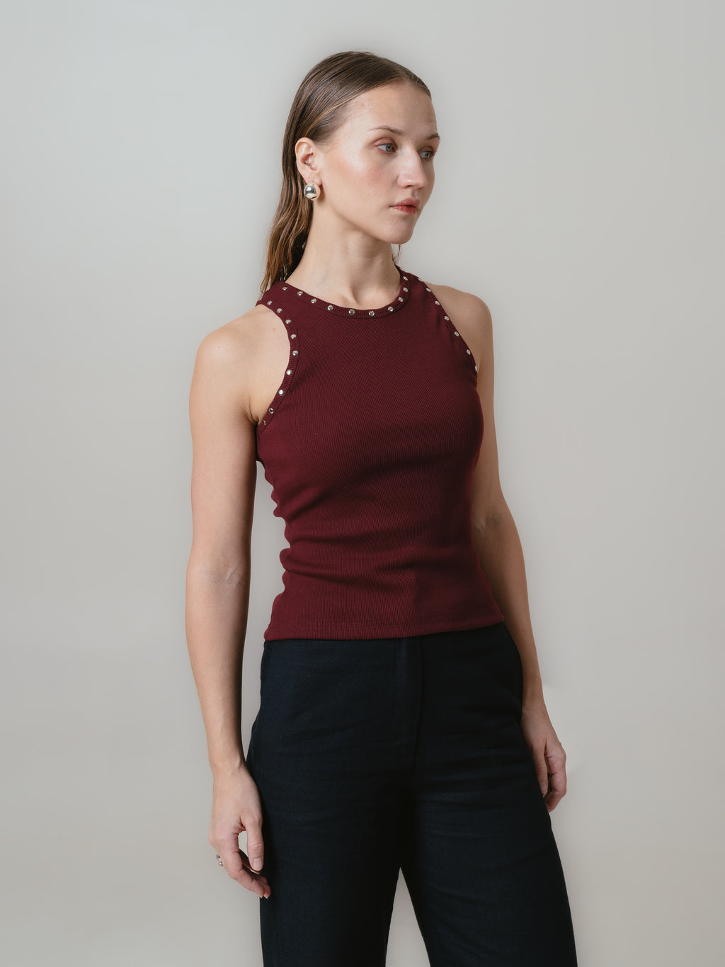Paige Tank Top-Maroon 2