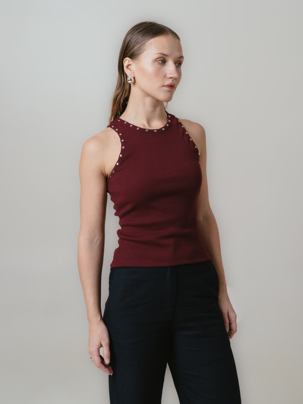 Paige Tank Top-Maroon 2