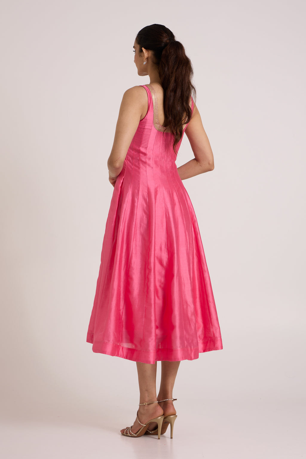 Jay Pink Hira-Jun: Panelled Midi Dress with Overlap Jacket — MADDER MUCH