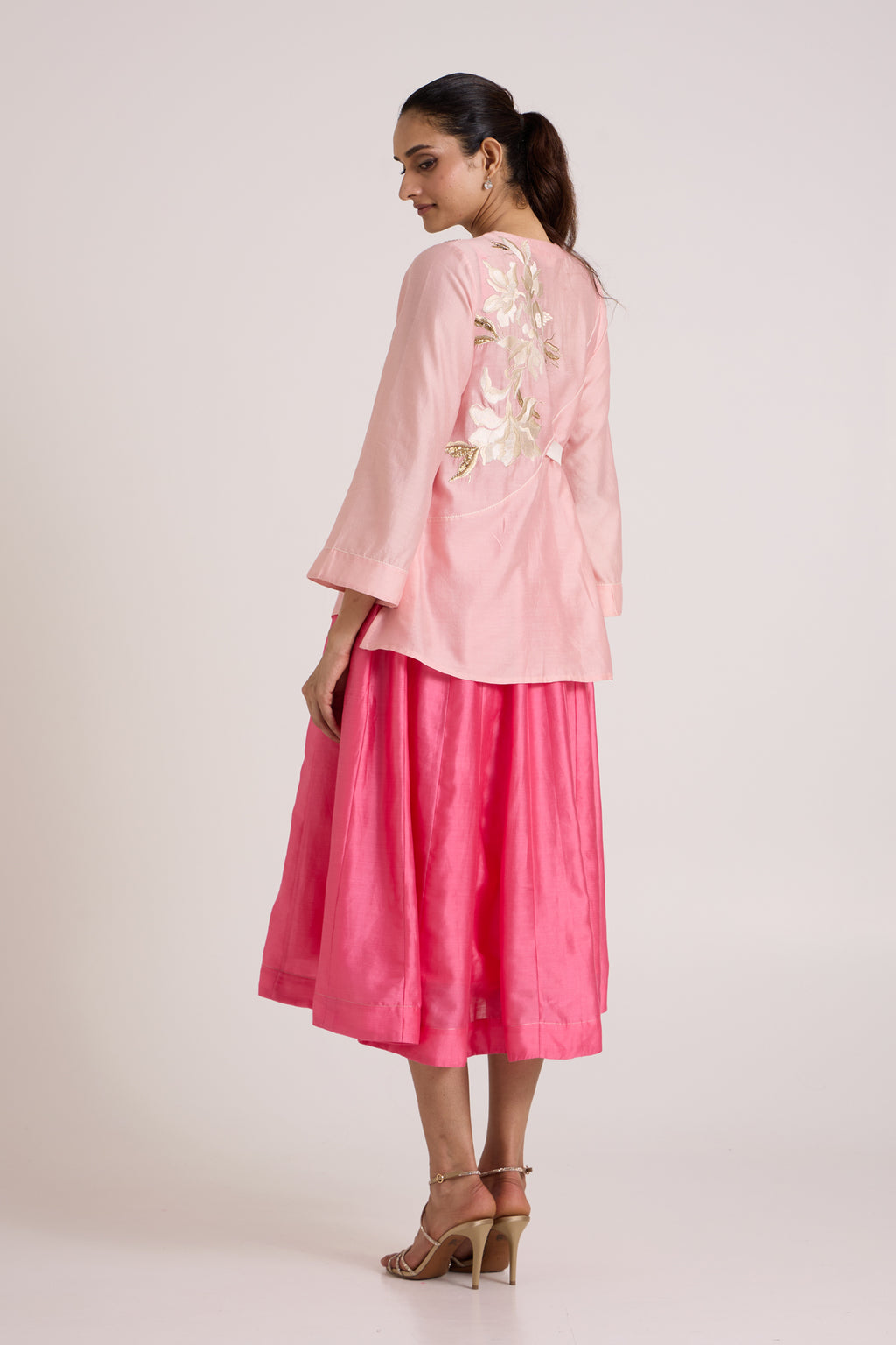 Jay Pink Hira-Jun: Panelled Midi Dress with Overlap Jacket — MADDER MUCH