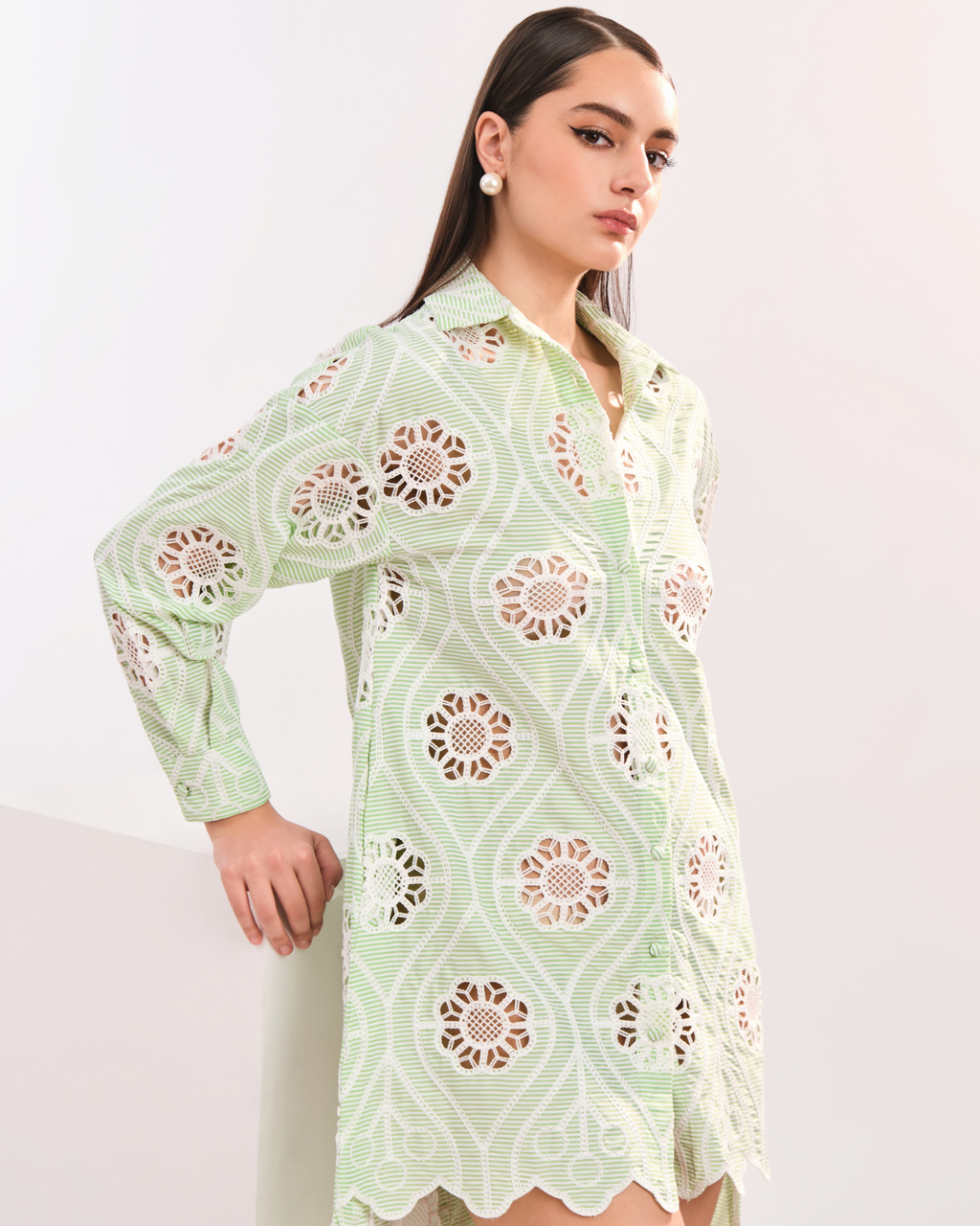 Amor Floral Shirt Dress - Green