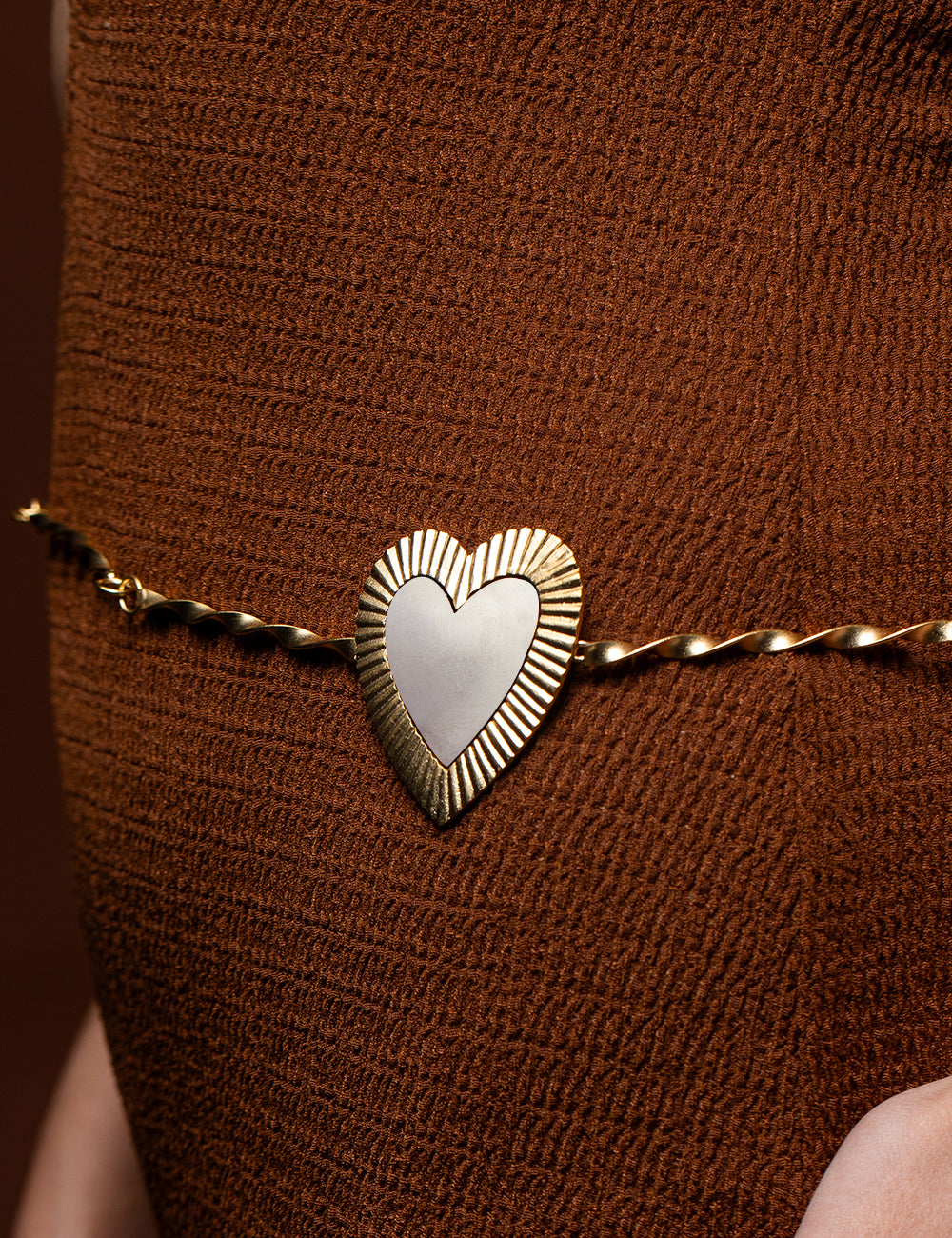 Gilded Dual Tone Heart Waist Belt - Gold and Silver