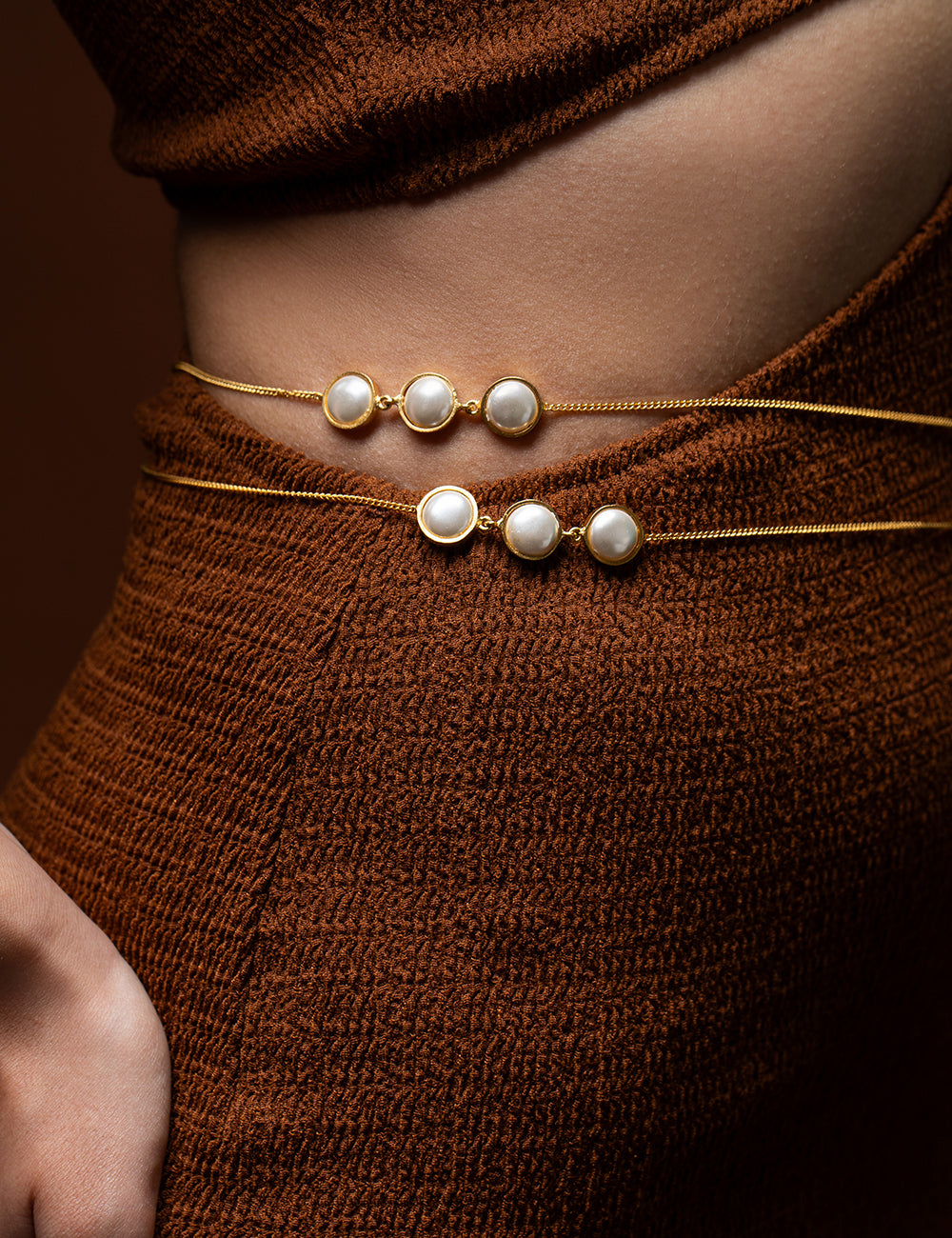 Baroque Pearl Waist Belt - Gold