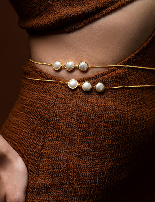 Baroque Pearl Waist Belt - Gold