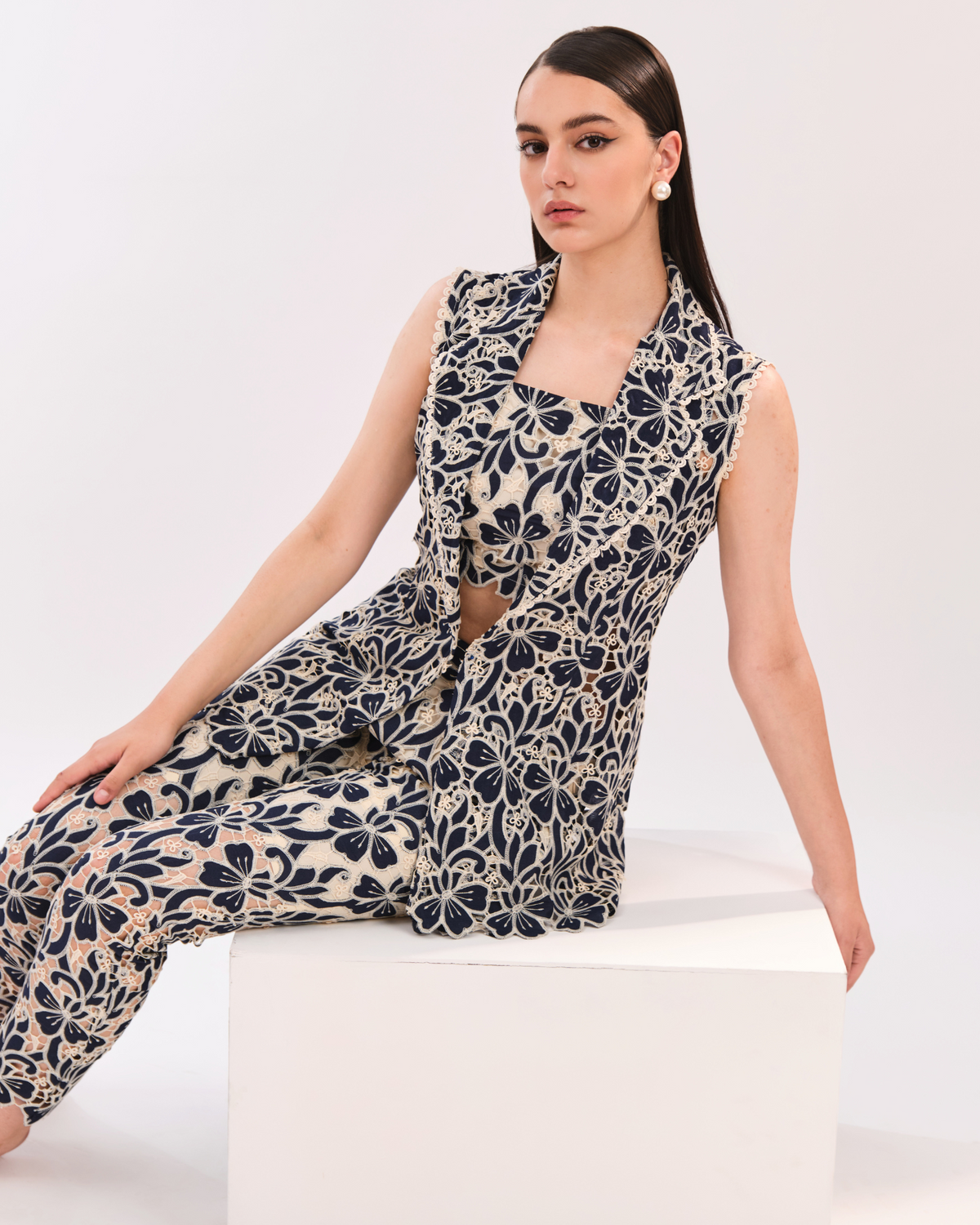 Sue Floral Pants Blue