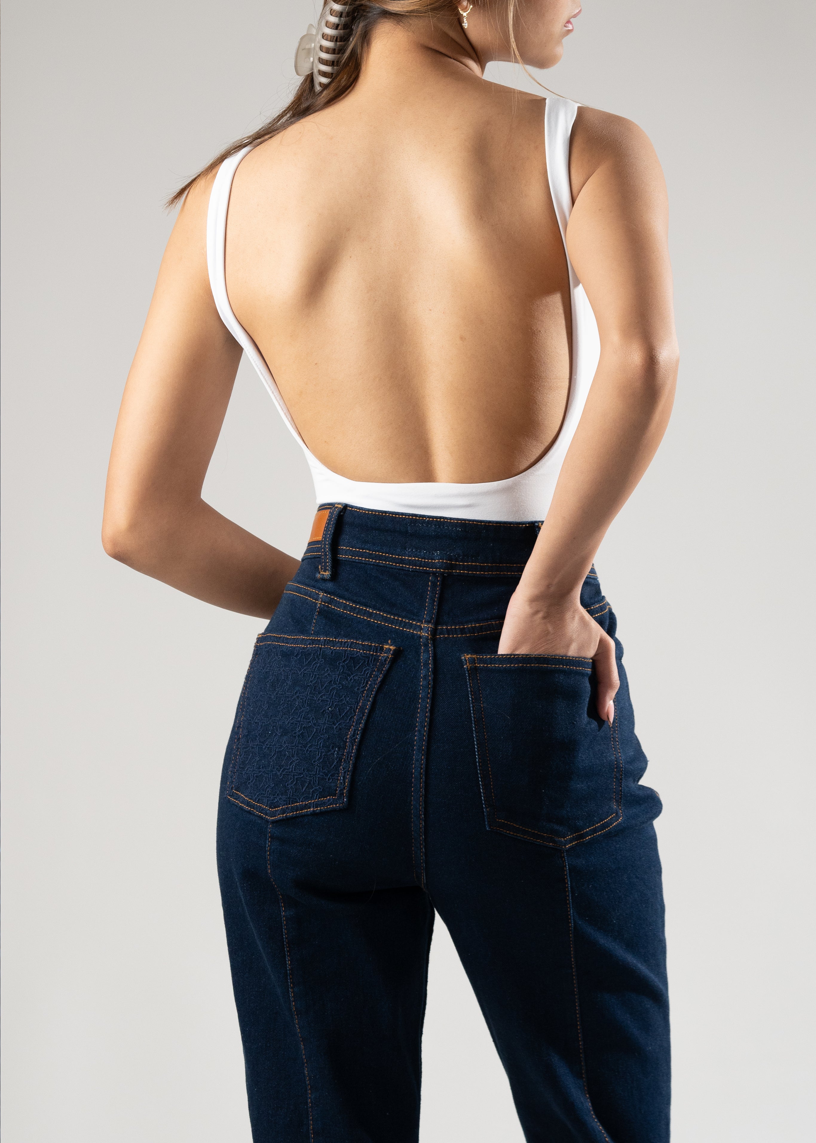 Pattern embroidered denim