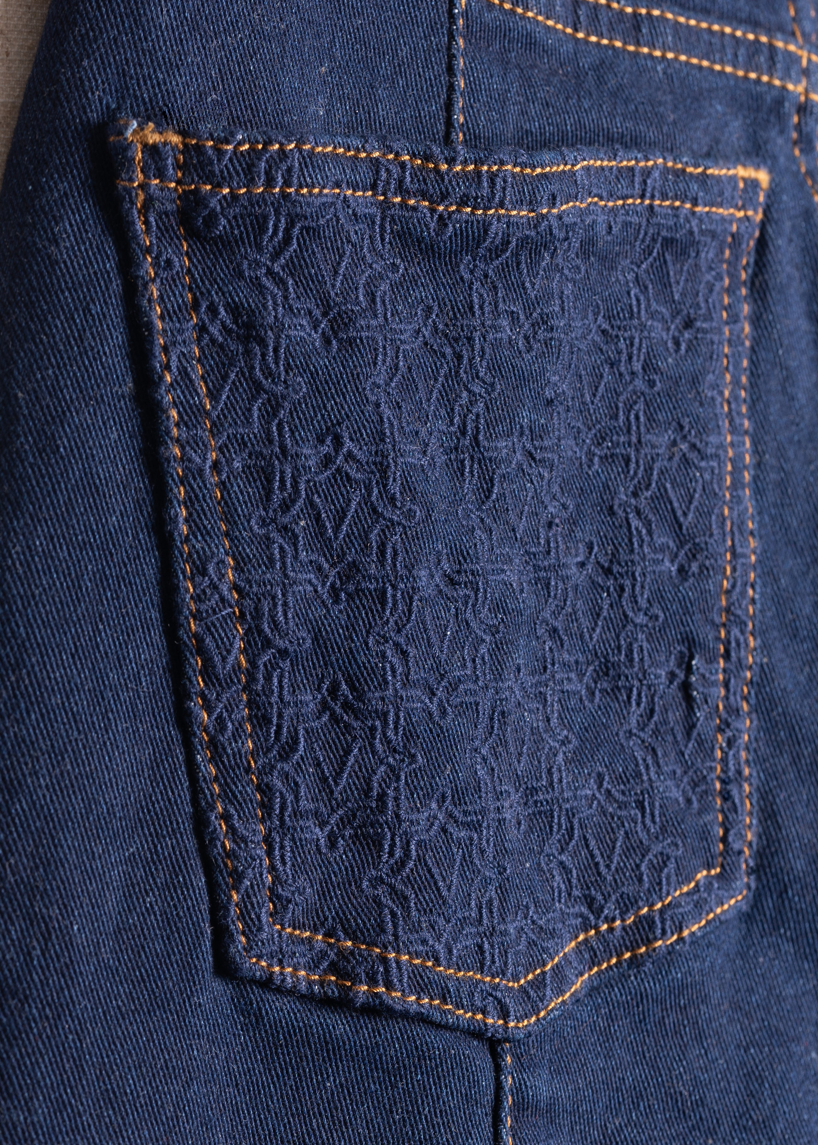 Pattern embroidered denim
