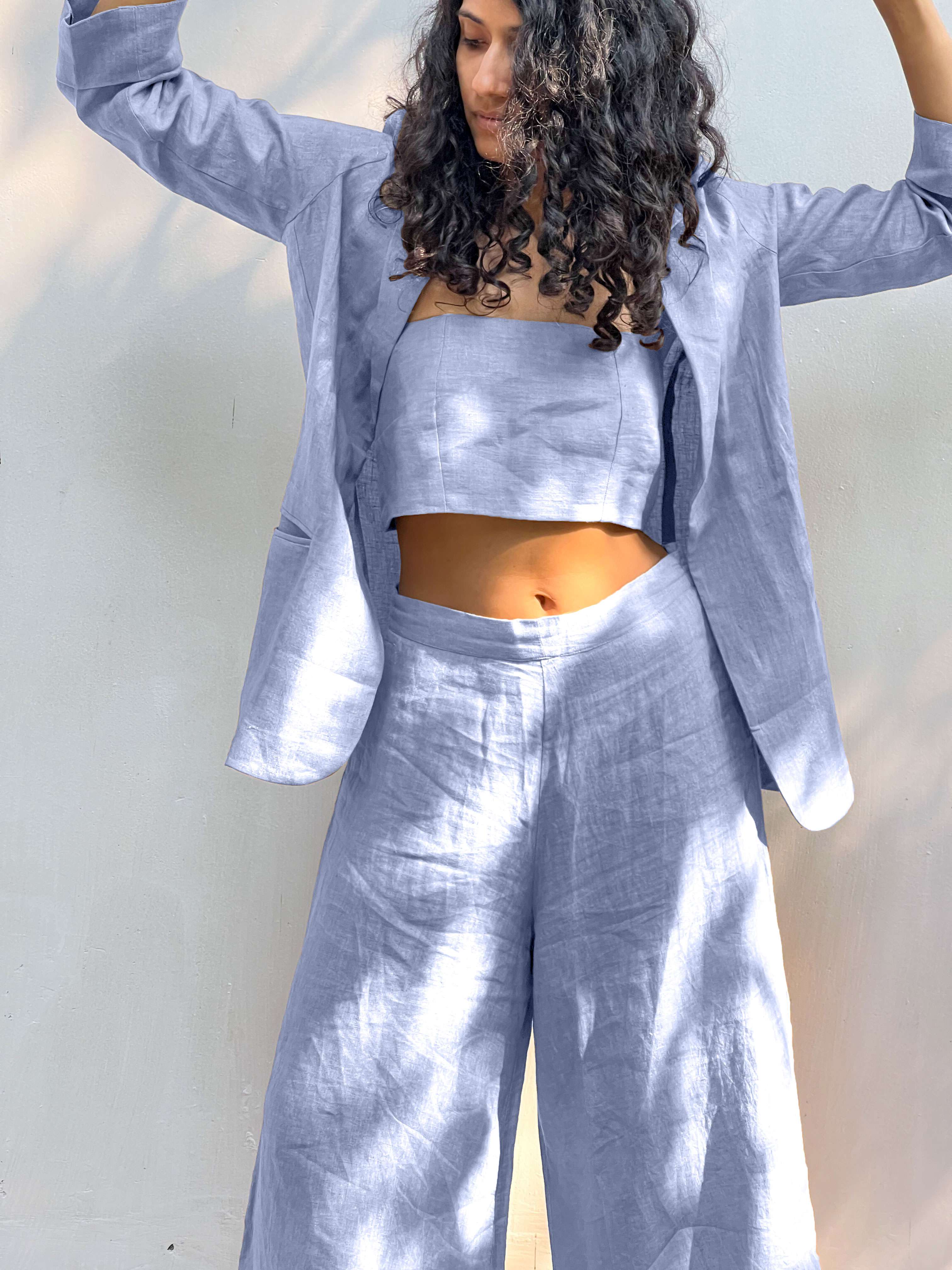 SOLID BLAZER - POWDER BLUE