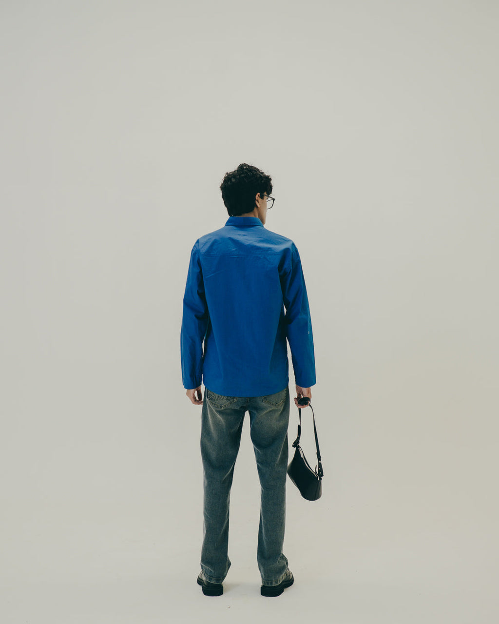 Blue box pleated Shirt
