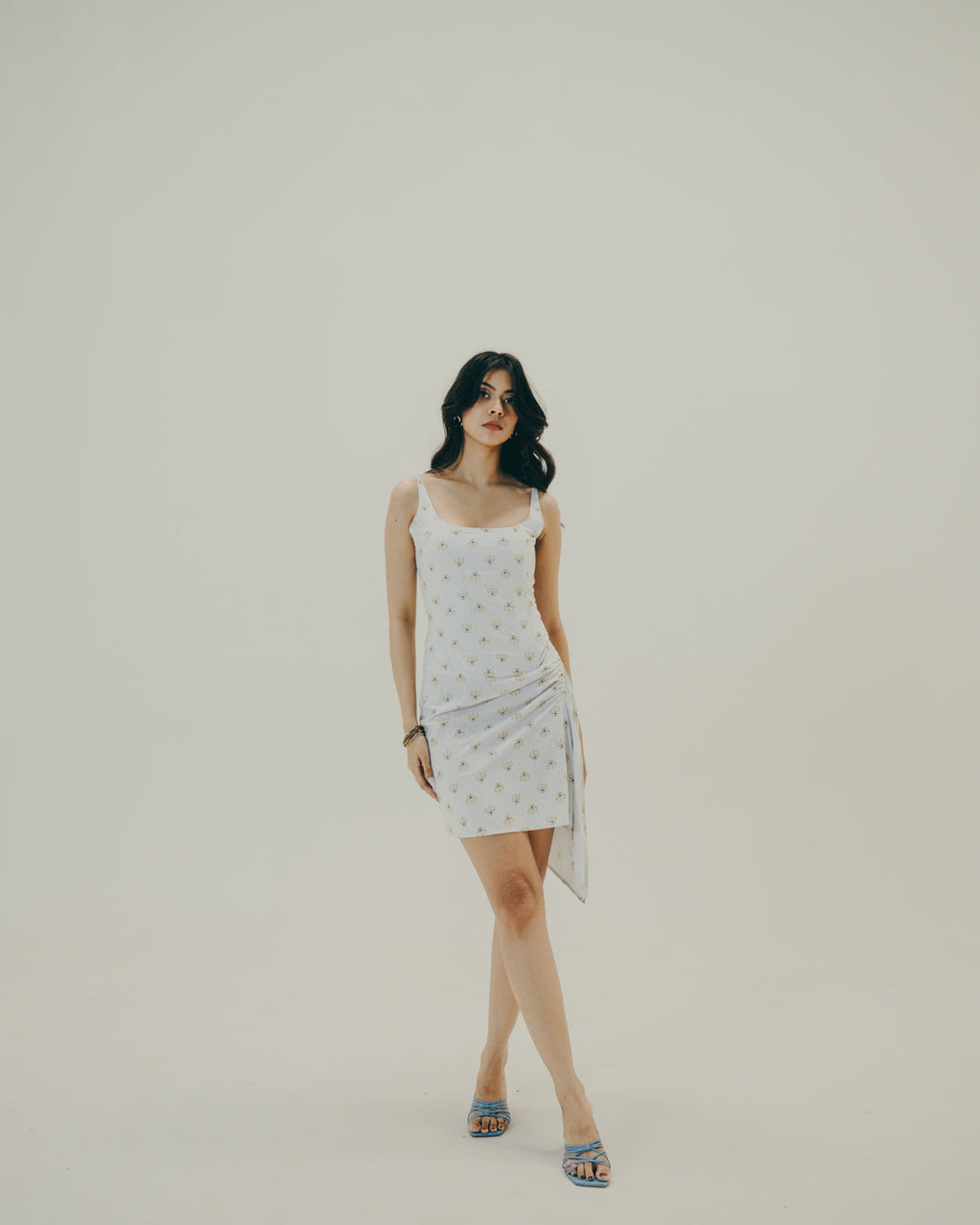 Printed Asymmetrical Slip Dress