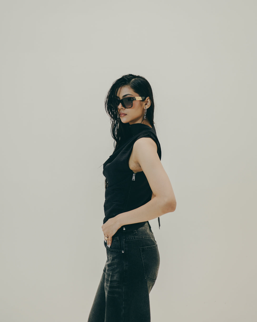 Noir Drape Top