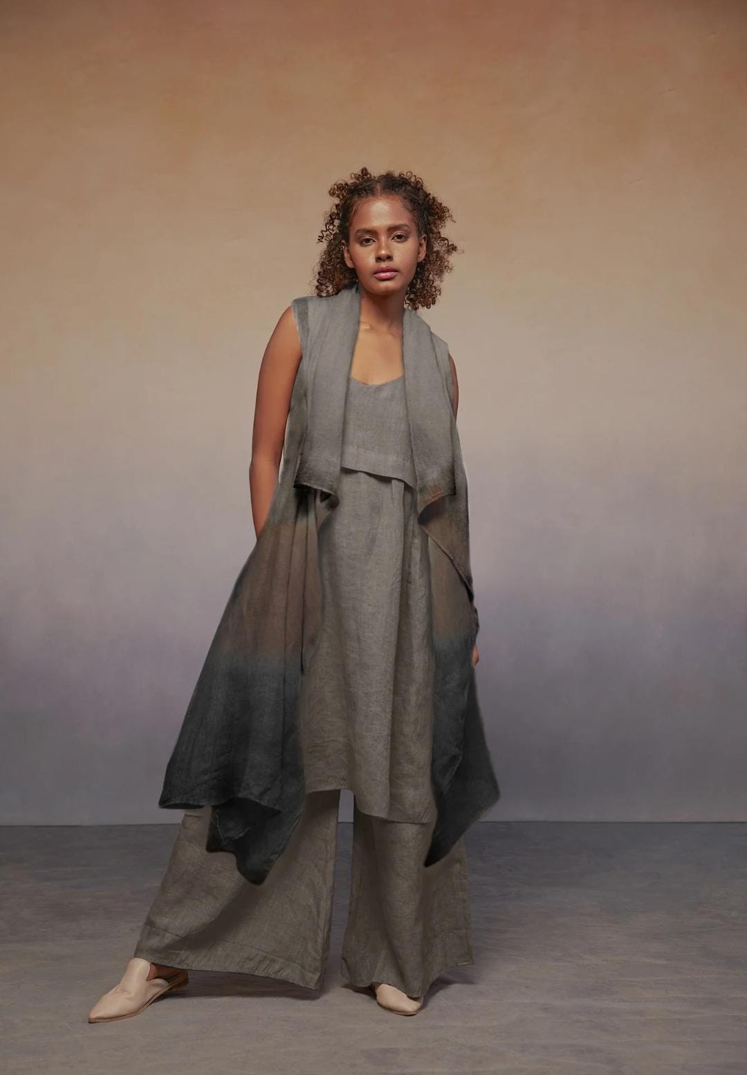OMBRE KIMONO - ASH GREY + COCOA + CHARCOAL