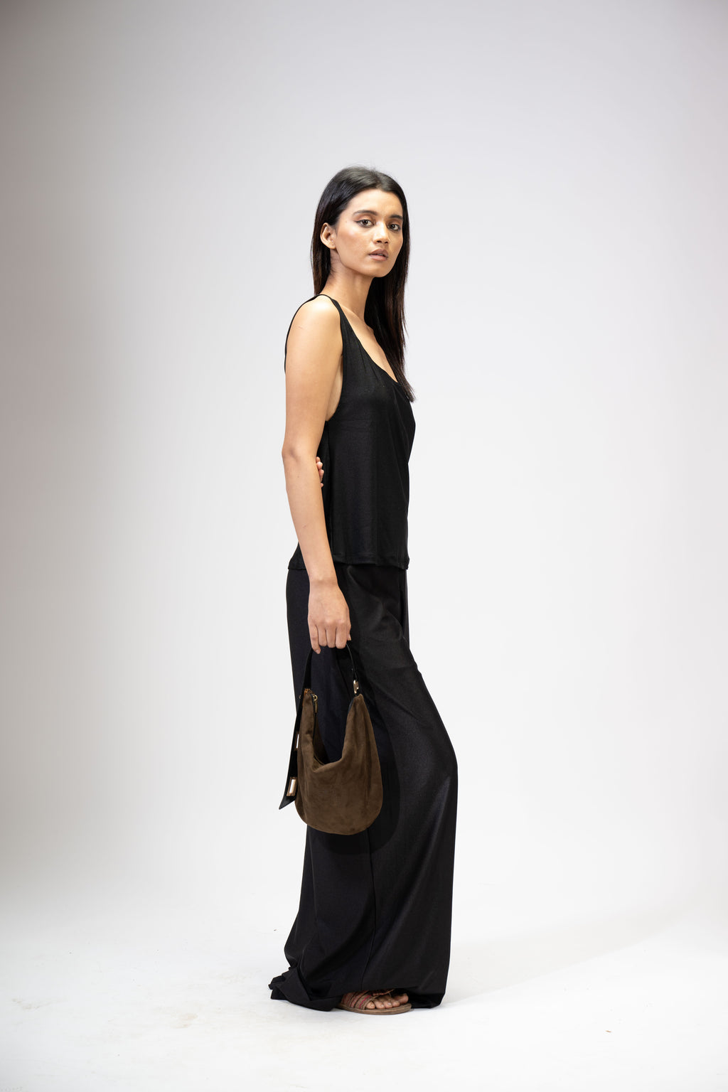 Walnut Suede Sack Bag