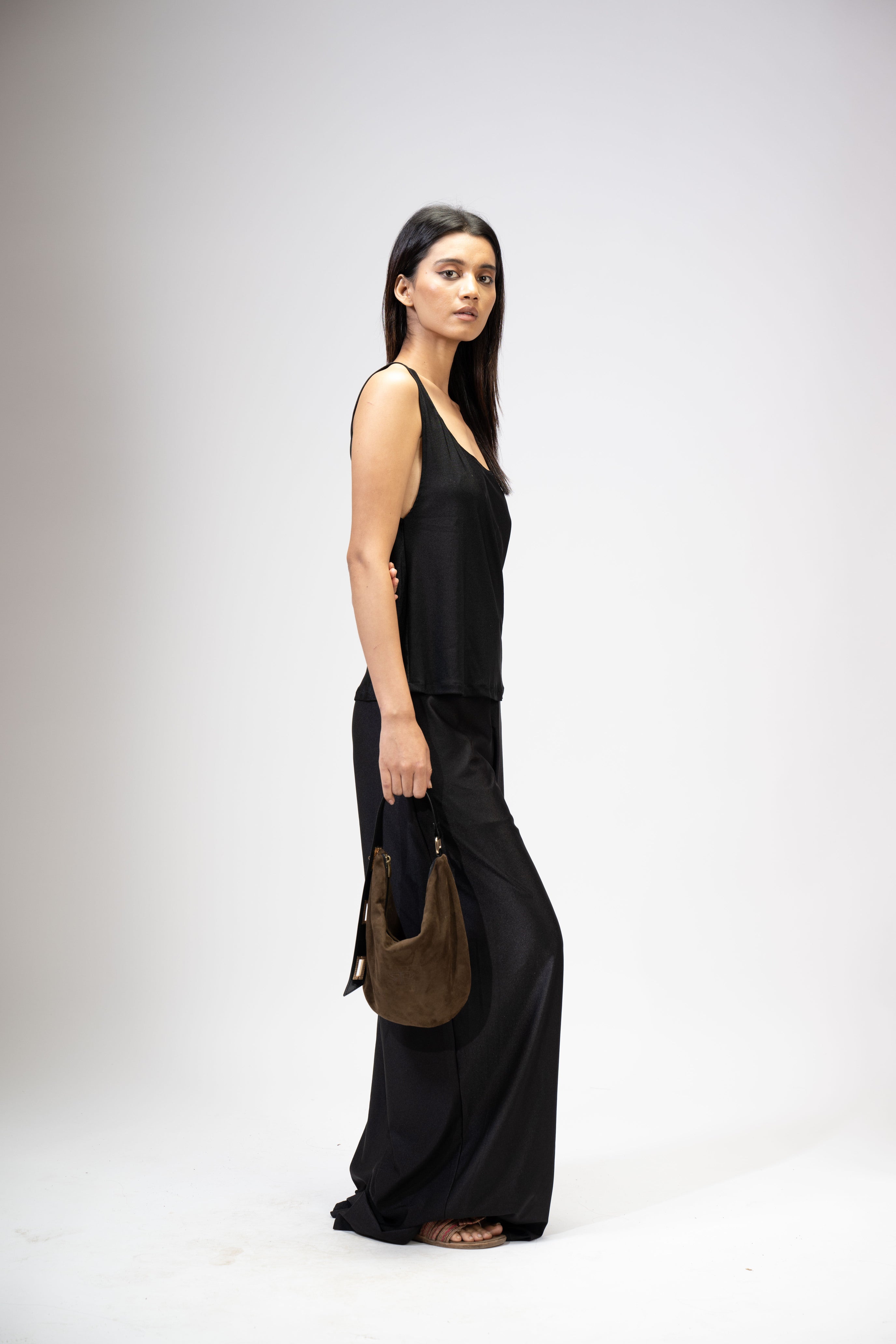 Walnut Suede Sack Bag