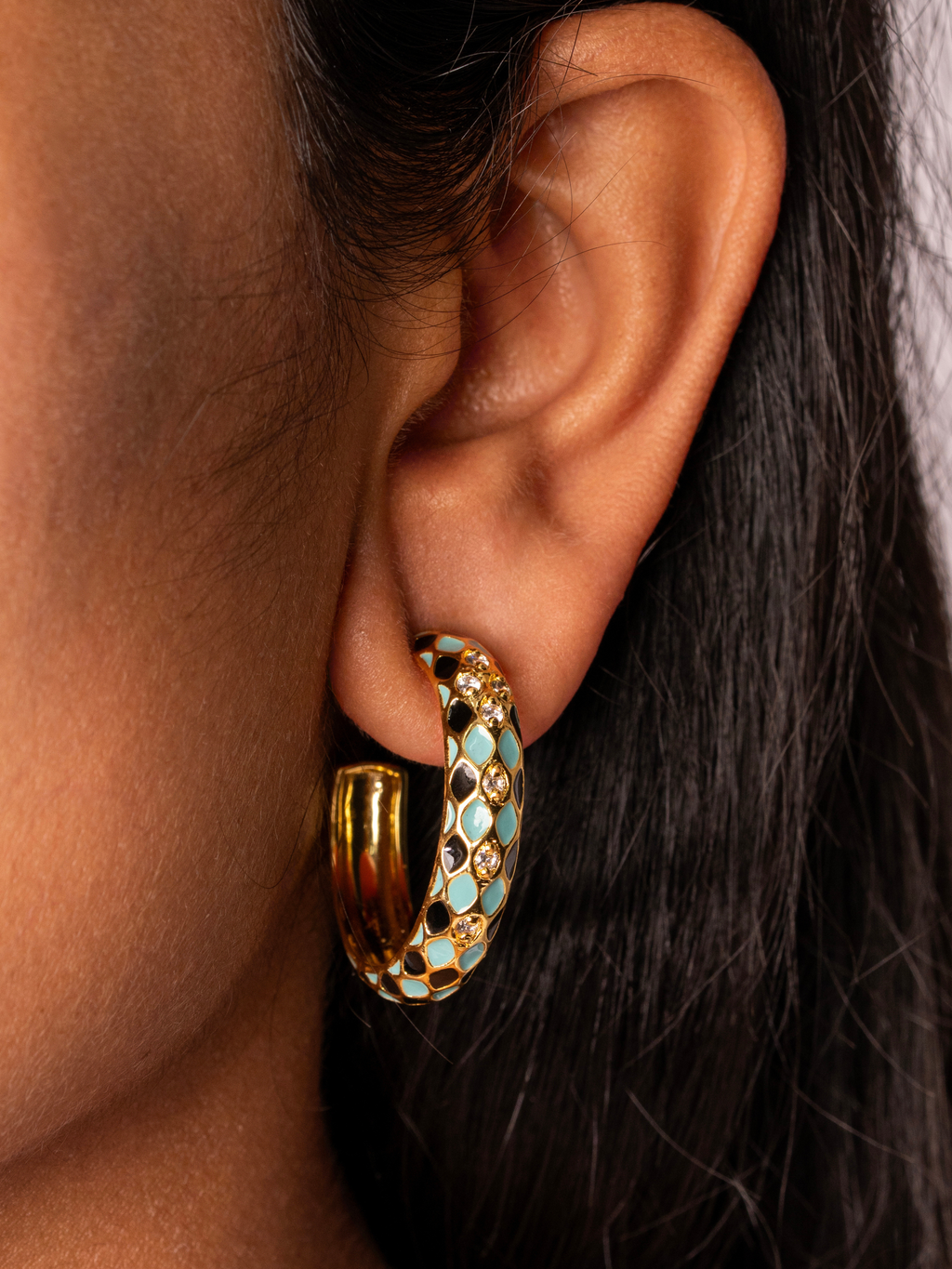 Criss Cross Enamel Hoops