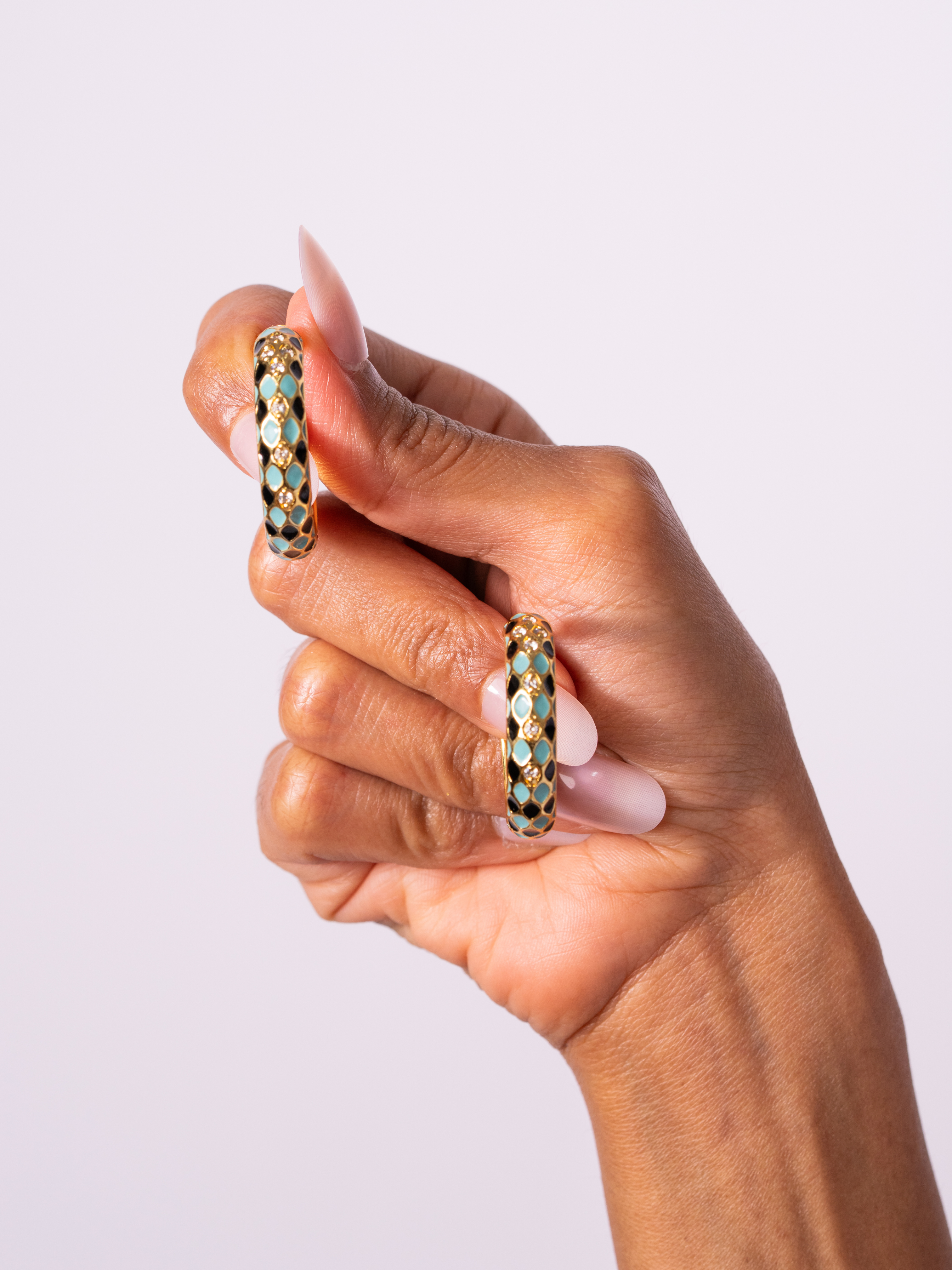 Criss Cross Enamel Hoops