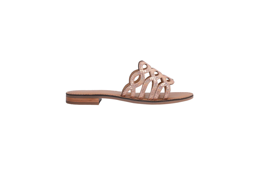 KARA - Light Pink Suede With Rainbow Foil