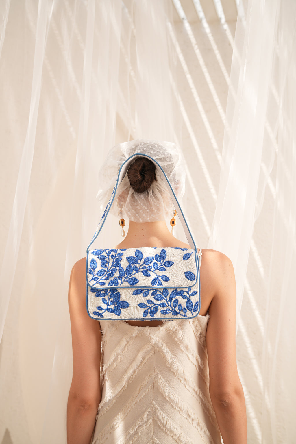 Blue and White Genie Shoulder Bag