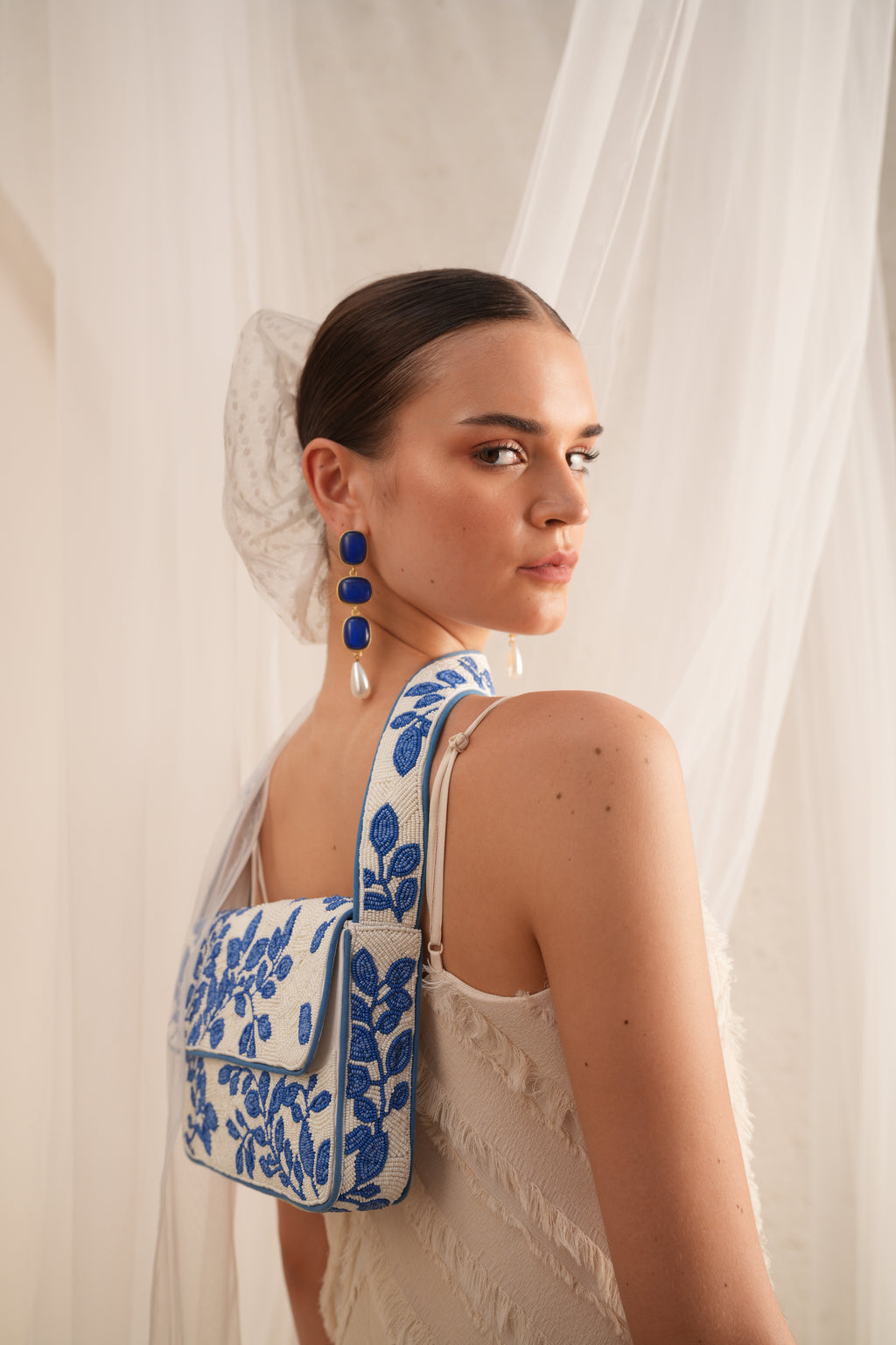 Blue and White Genie Shoulder Bag
