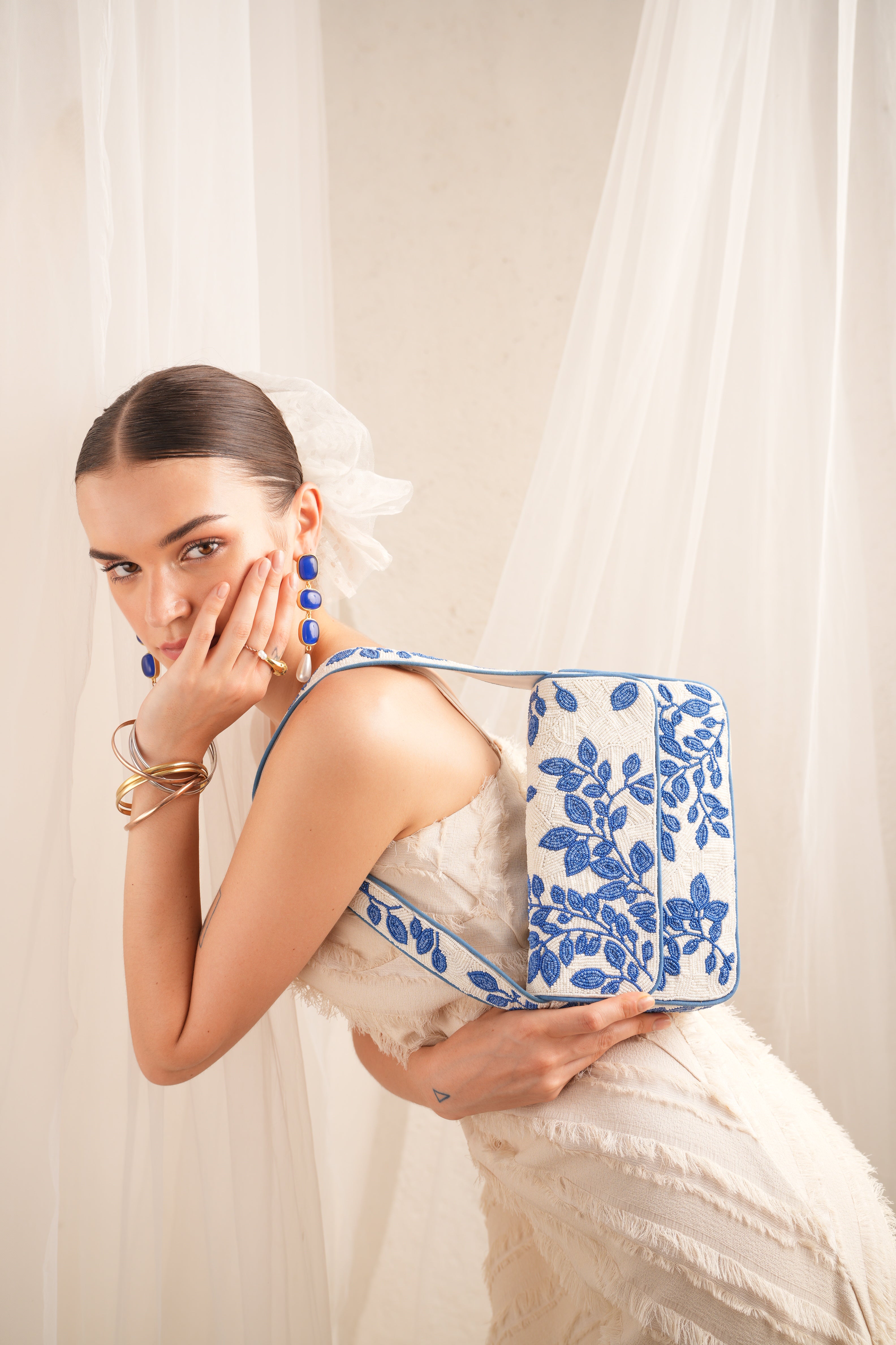 Blue and White Genie Shoulder Bag