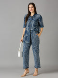 DENIM BROCADE PAISLEY SLIM PANTS